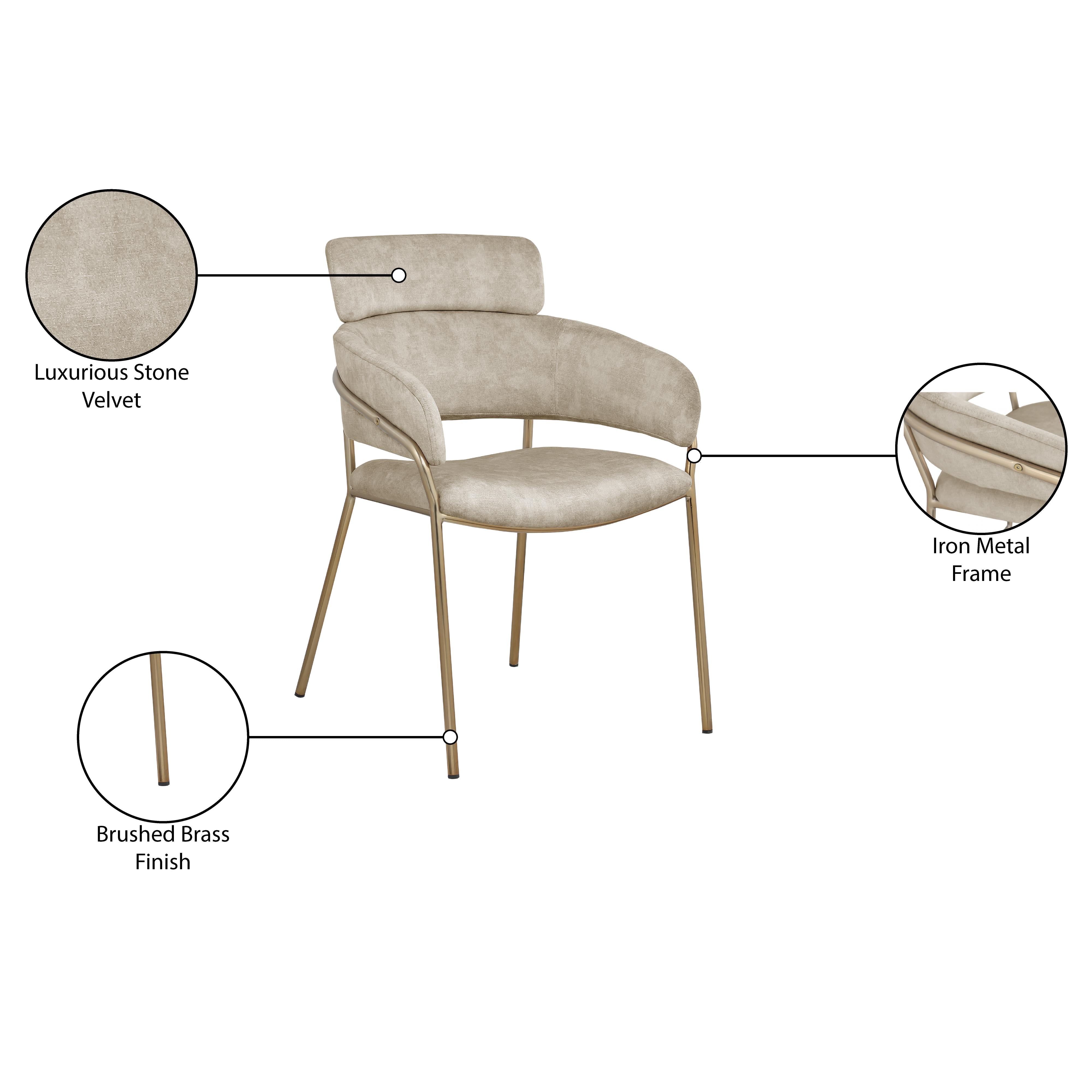 Meridian Yara Stone Velvet Dining Chair