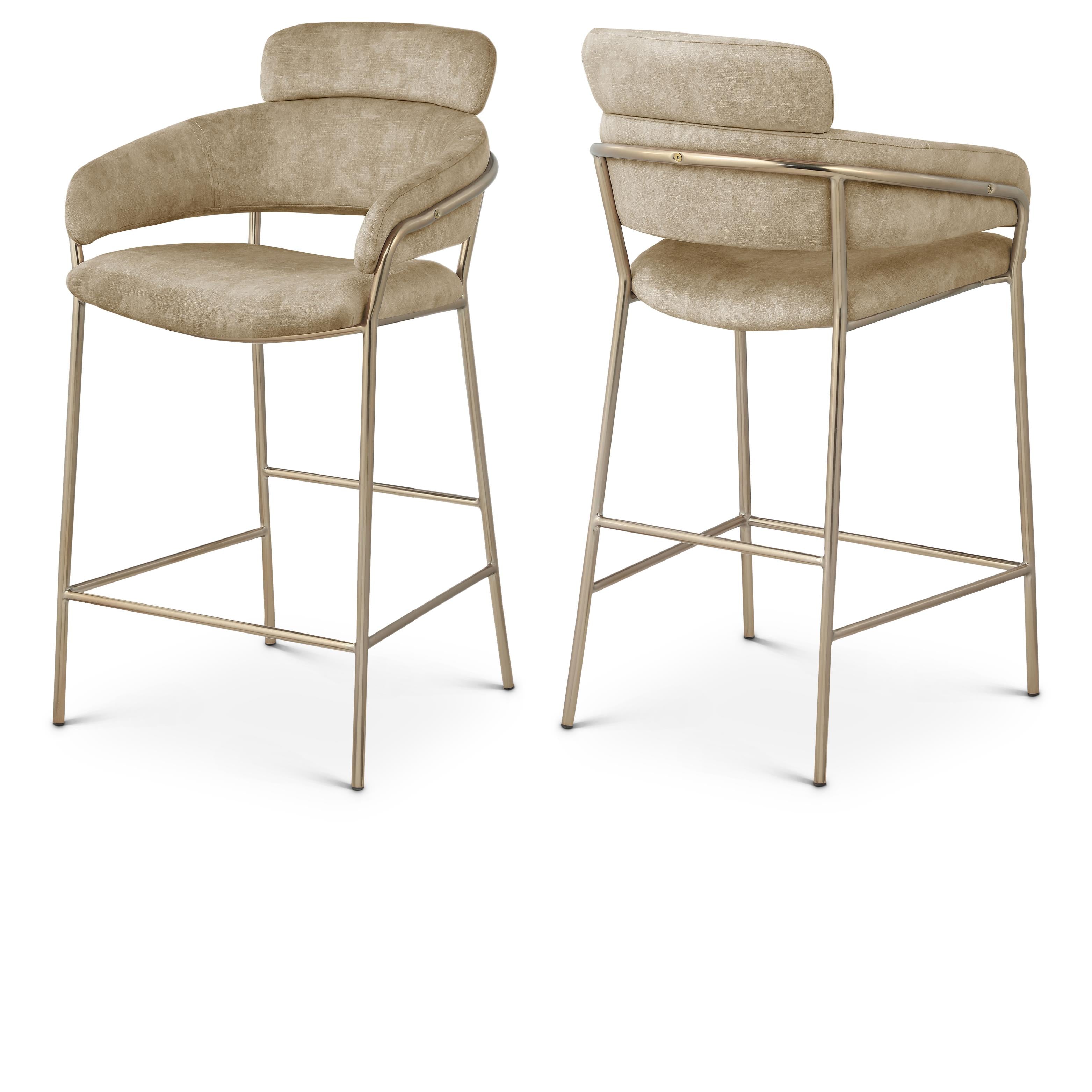 Meridian Yara Beige Velvet Counter Stool