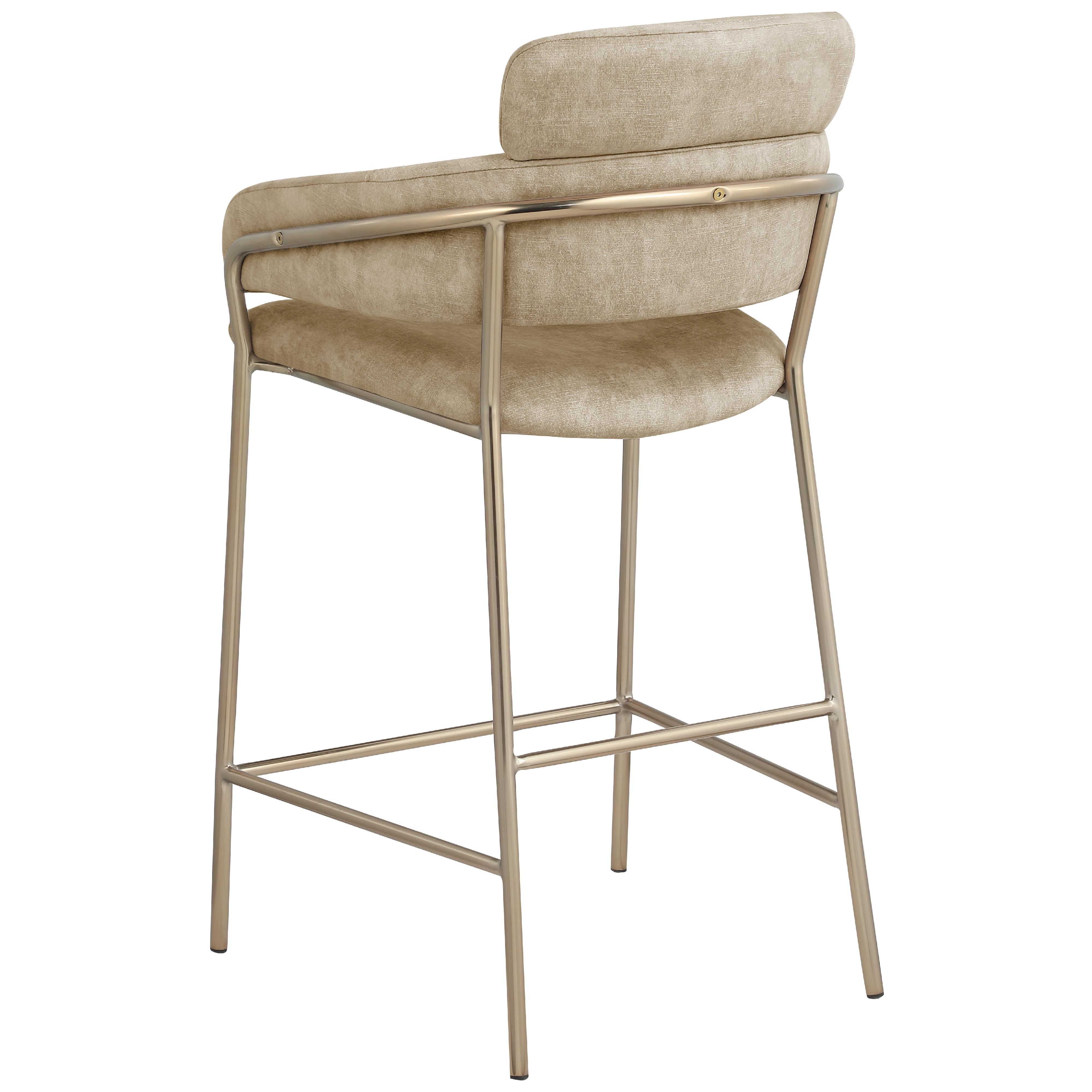 Meridian Yara Beige Velvet Counter Stool