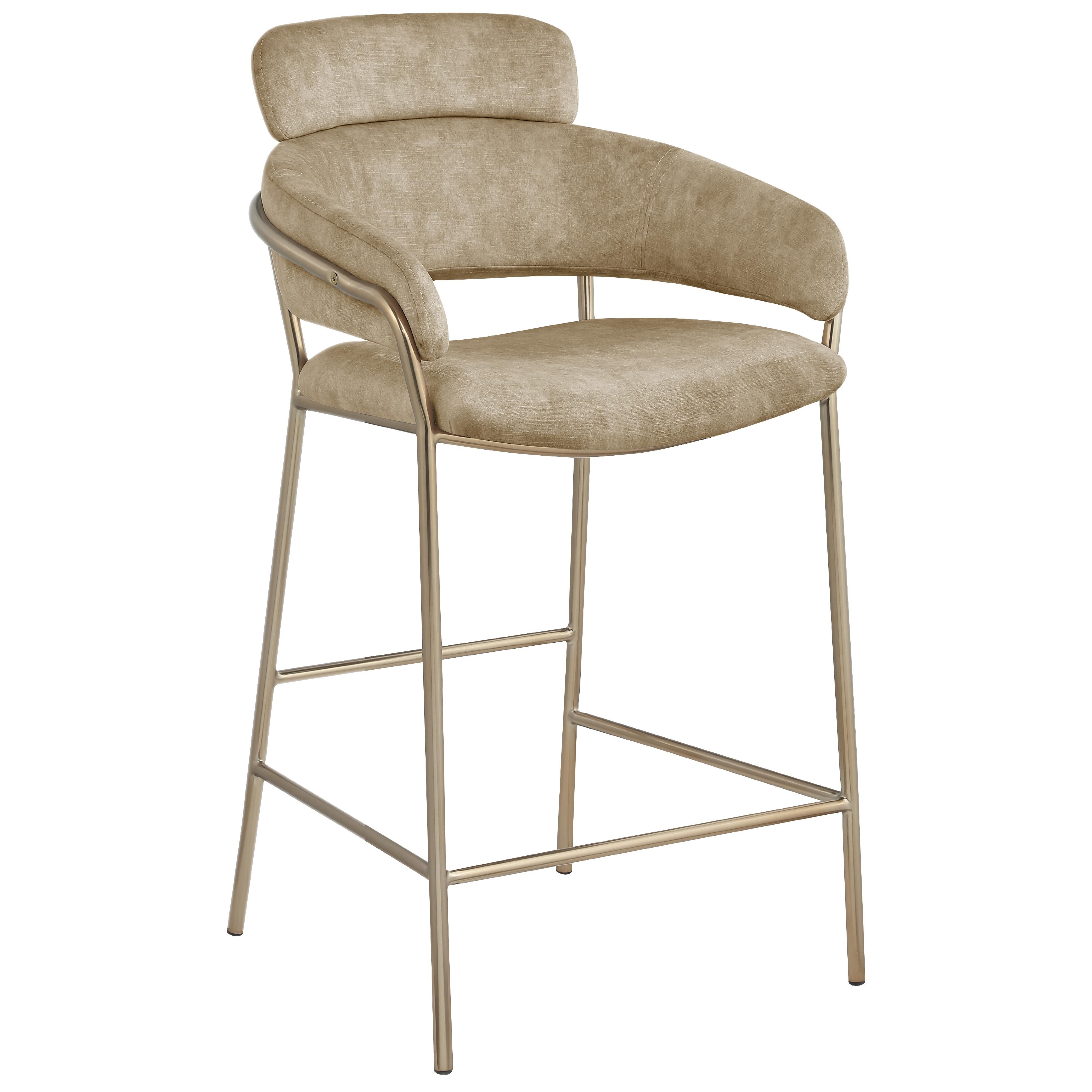 Meridian Yara Beige Velvet Counter Stool