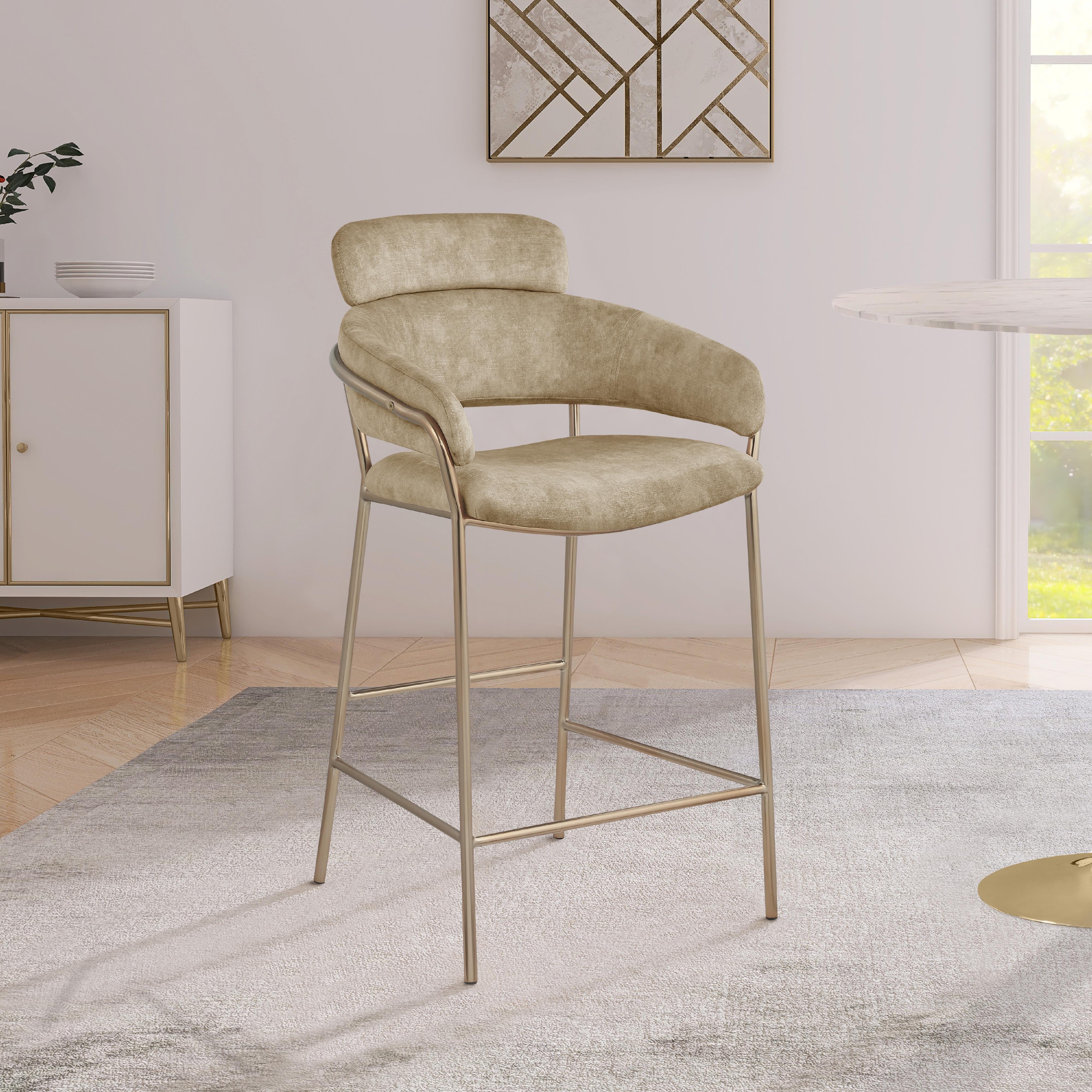 Meridian Yara Beige Velvet Counter Stool