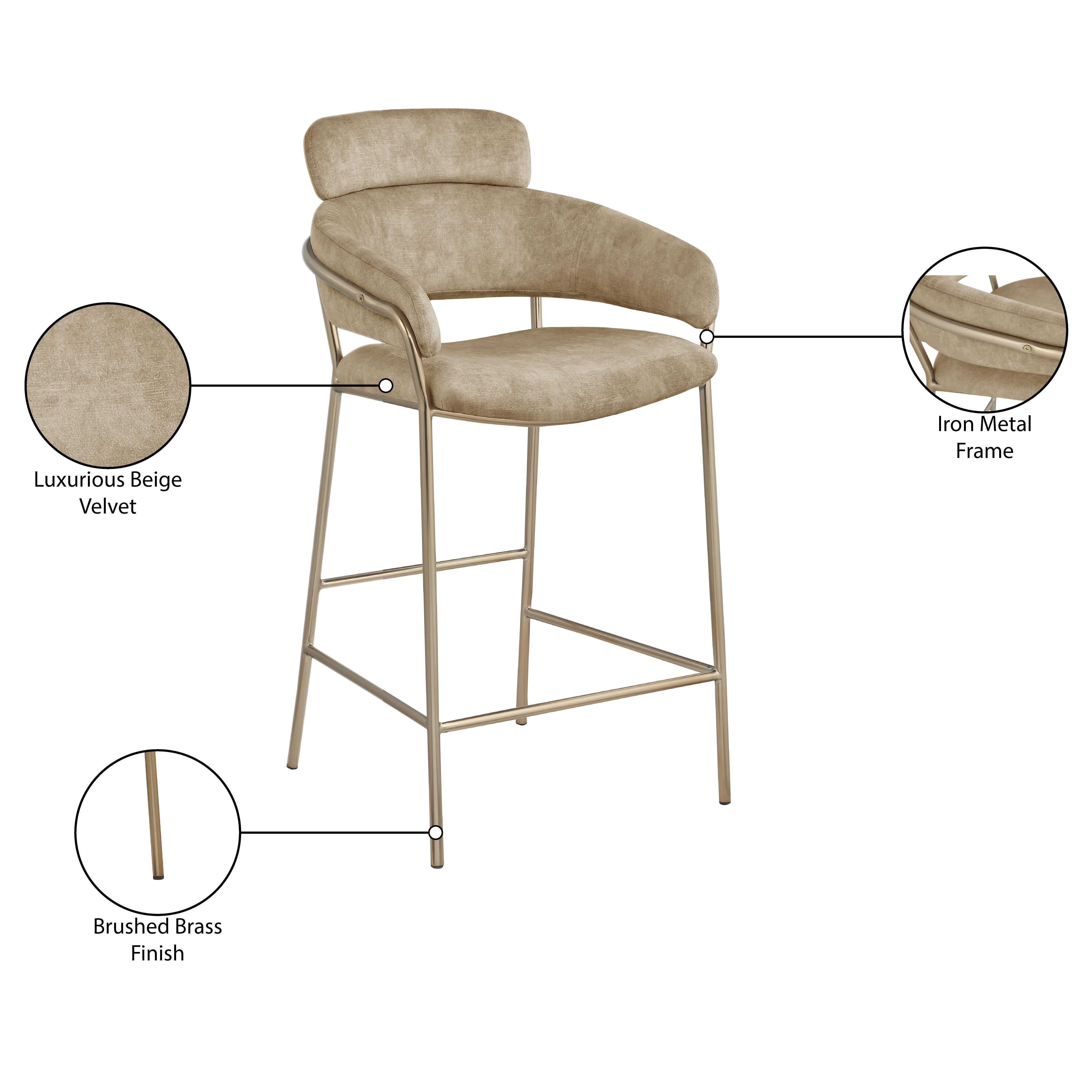 Meridian Yara Beige Velvet Counter Stool