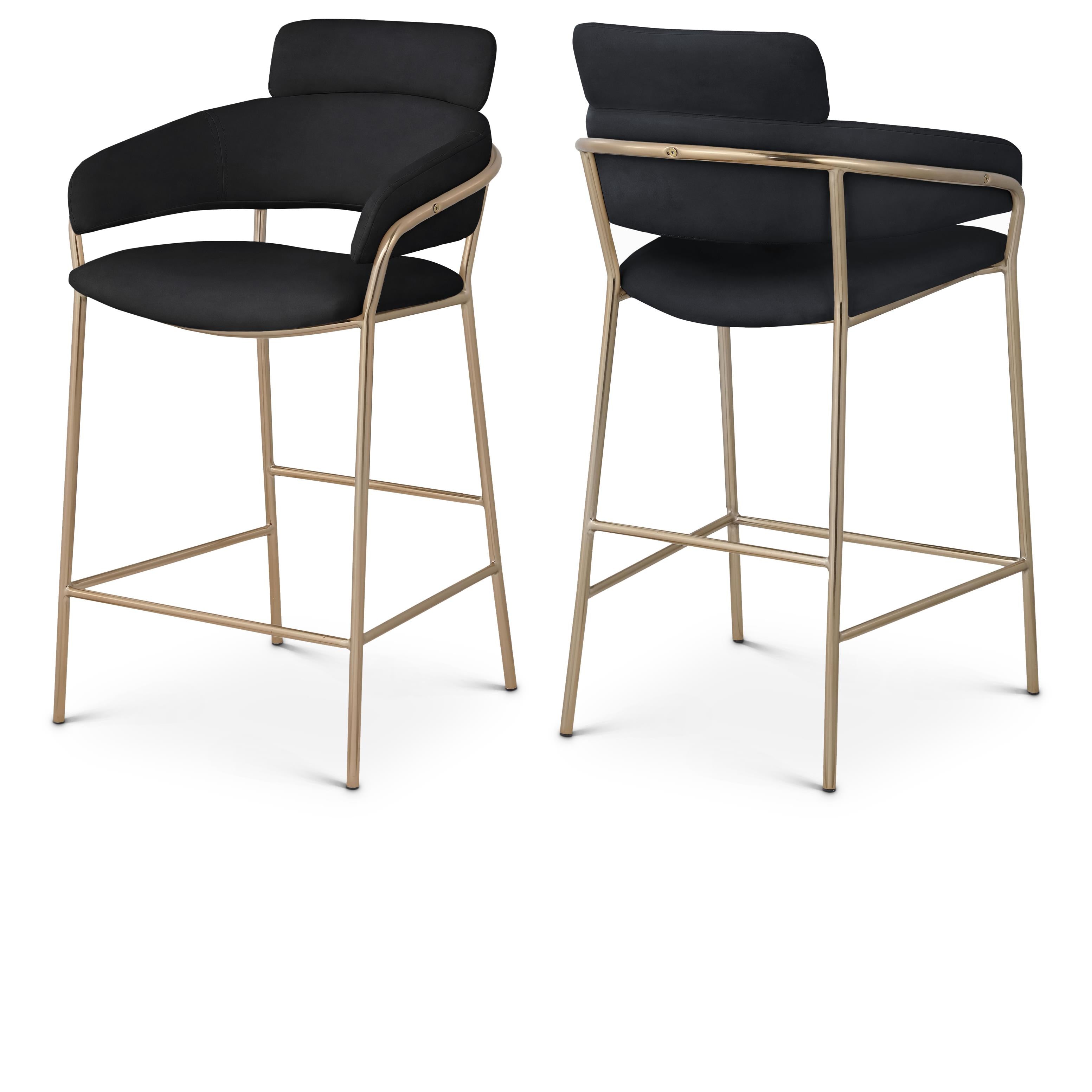 Meridian Yara Black Velvet Counter Stool