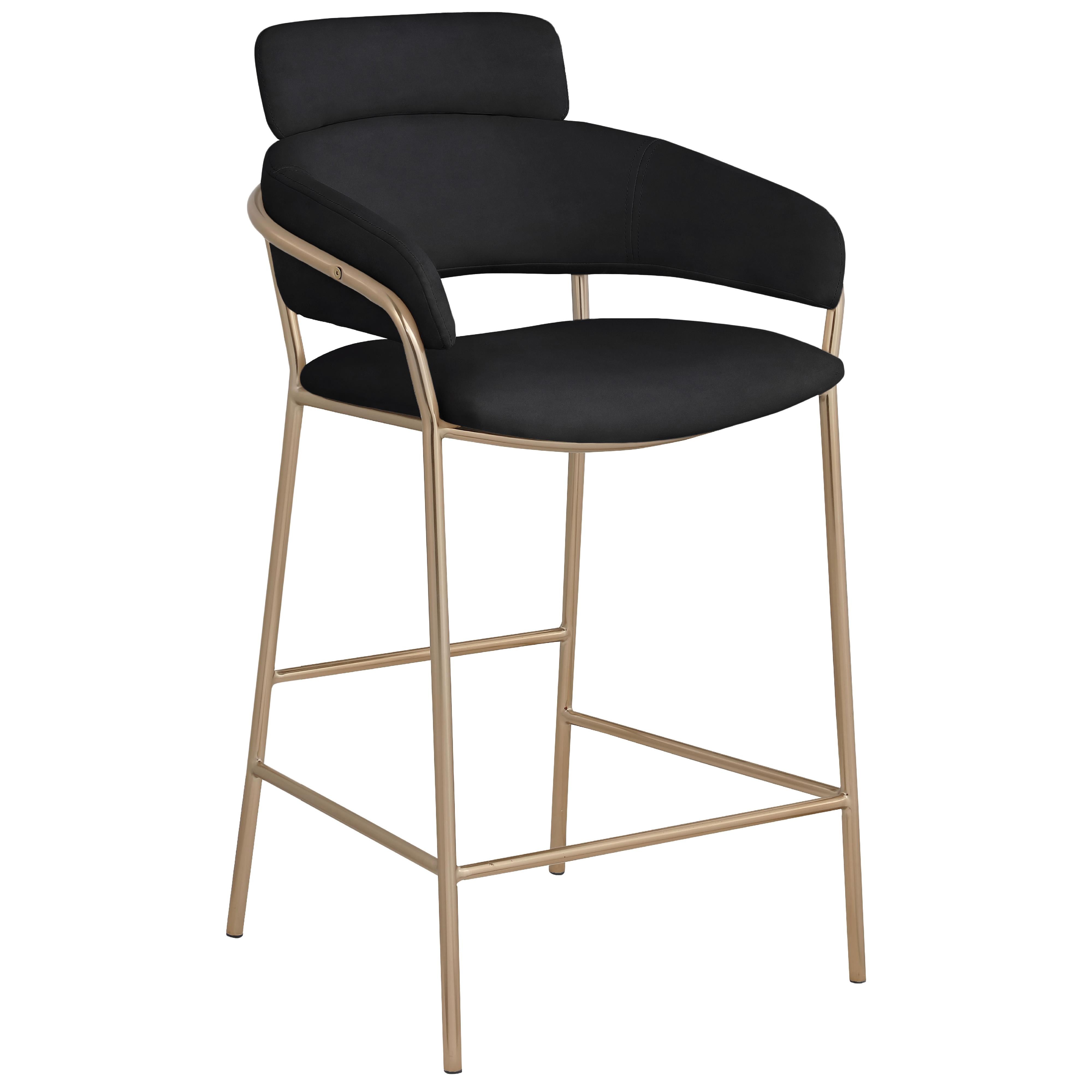 Meridian Yara Black Velvet Counter Stool