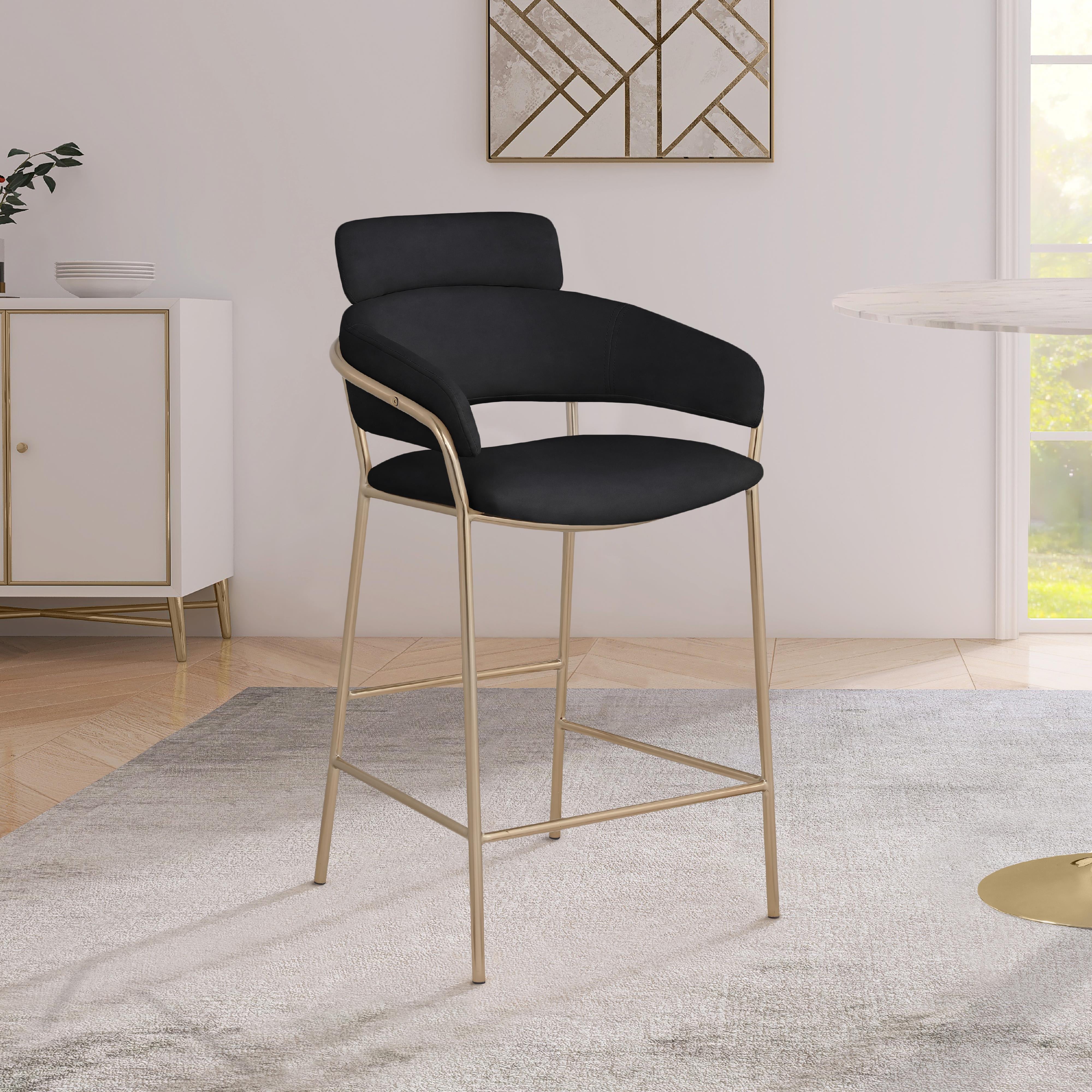 Meridian Yara Black Velvet Counter Stool