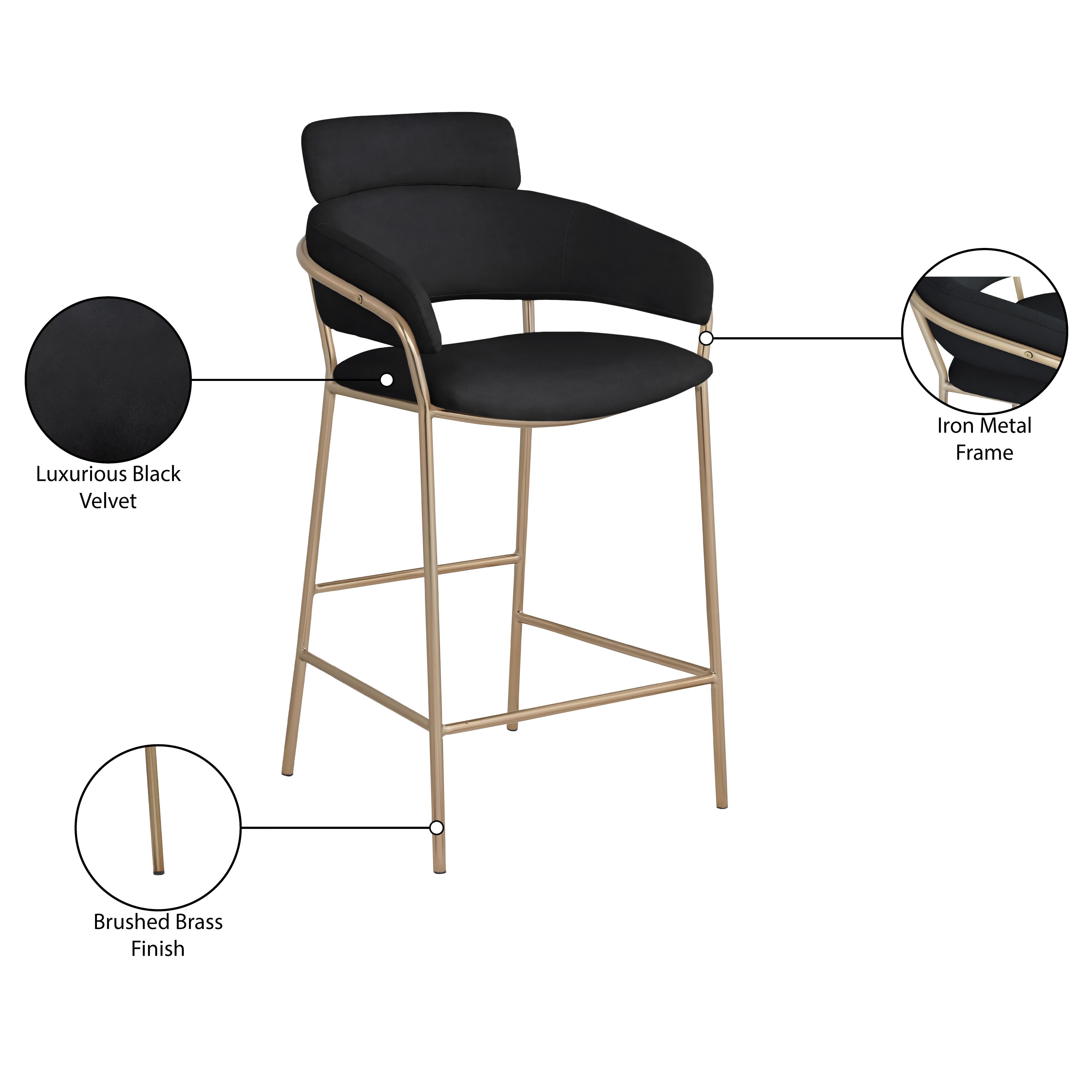 Meridian Yara Black Velvet Counter Stool