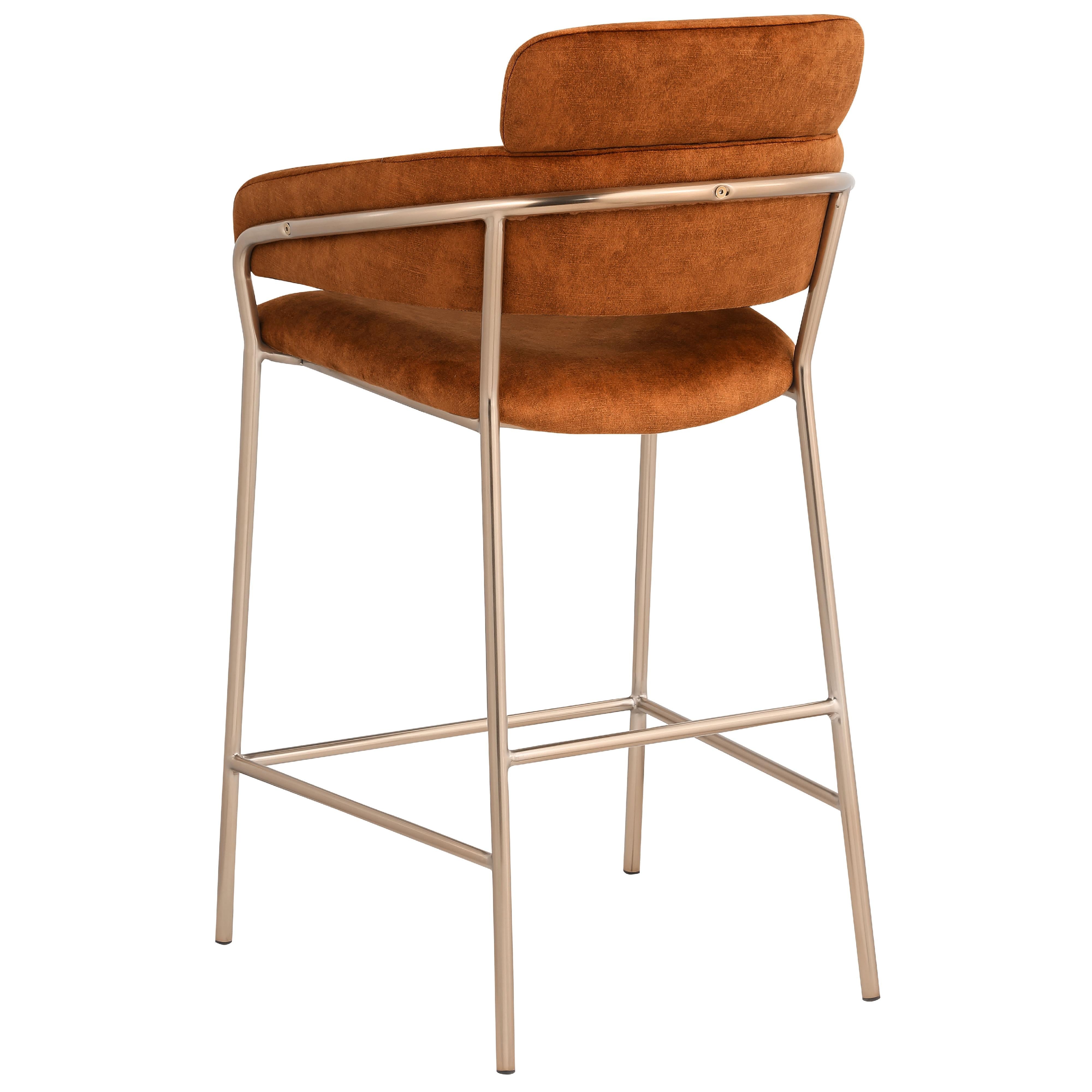 Meridian Yara Cognac Velvet Counter Stool