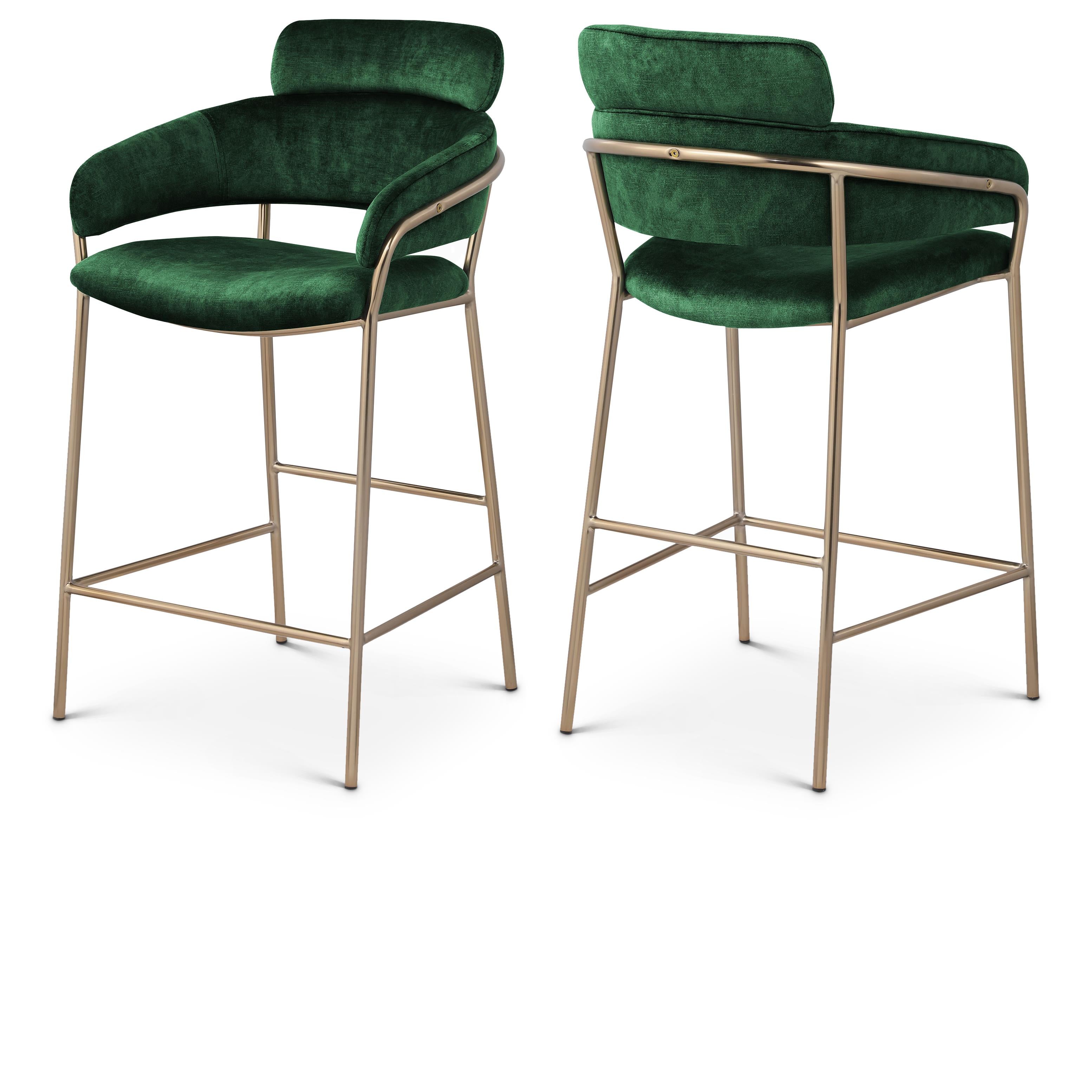 Meridian Yara Green Velvet Counter Stool