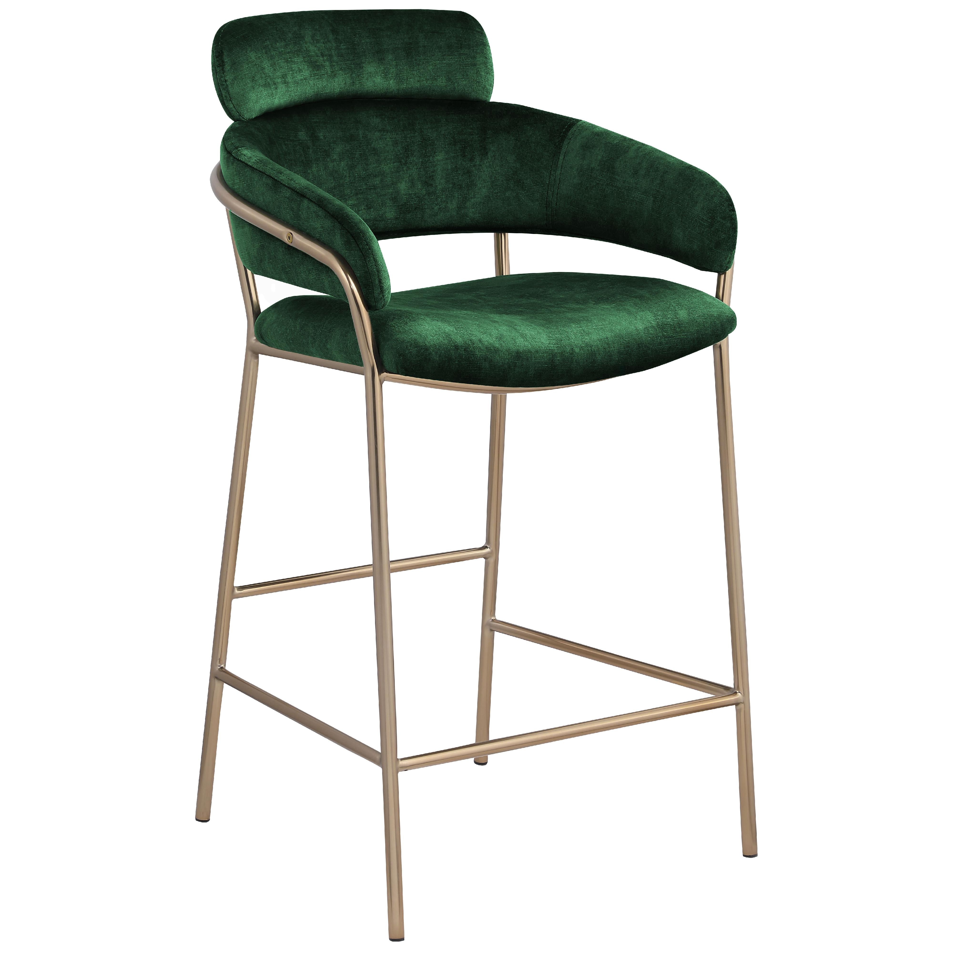 Meridian Yara Green Velvet Counter Stool