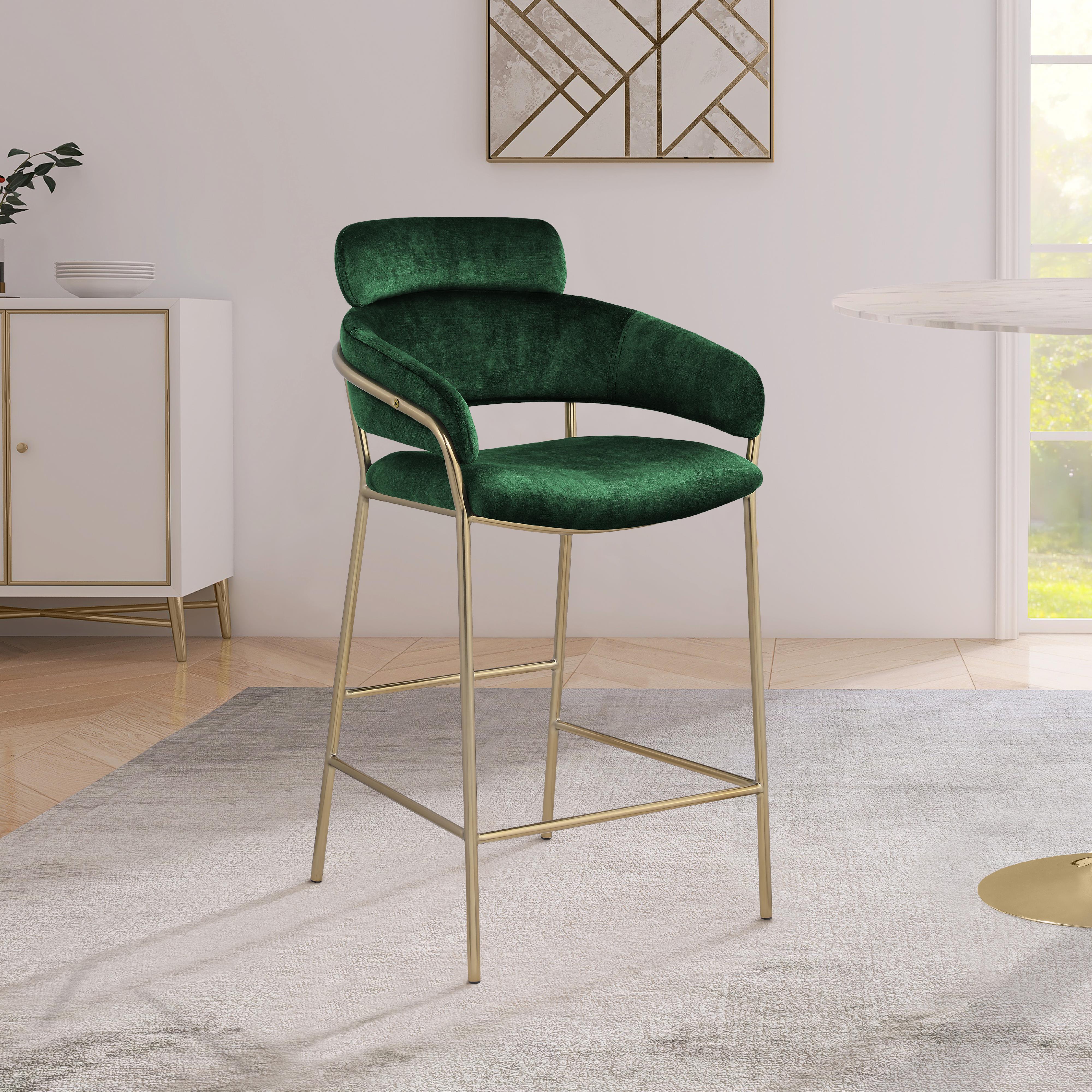 Meridian Yara Green Velvet Counter Stool