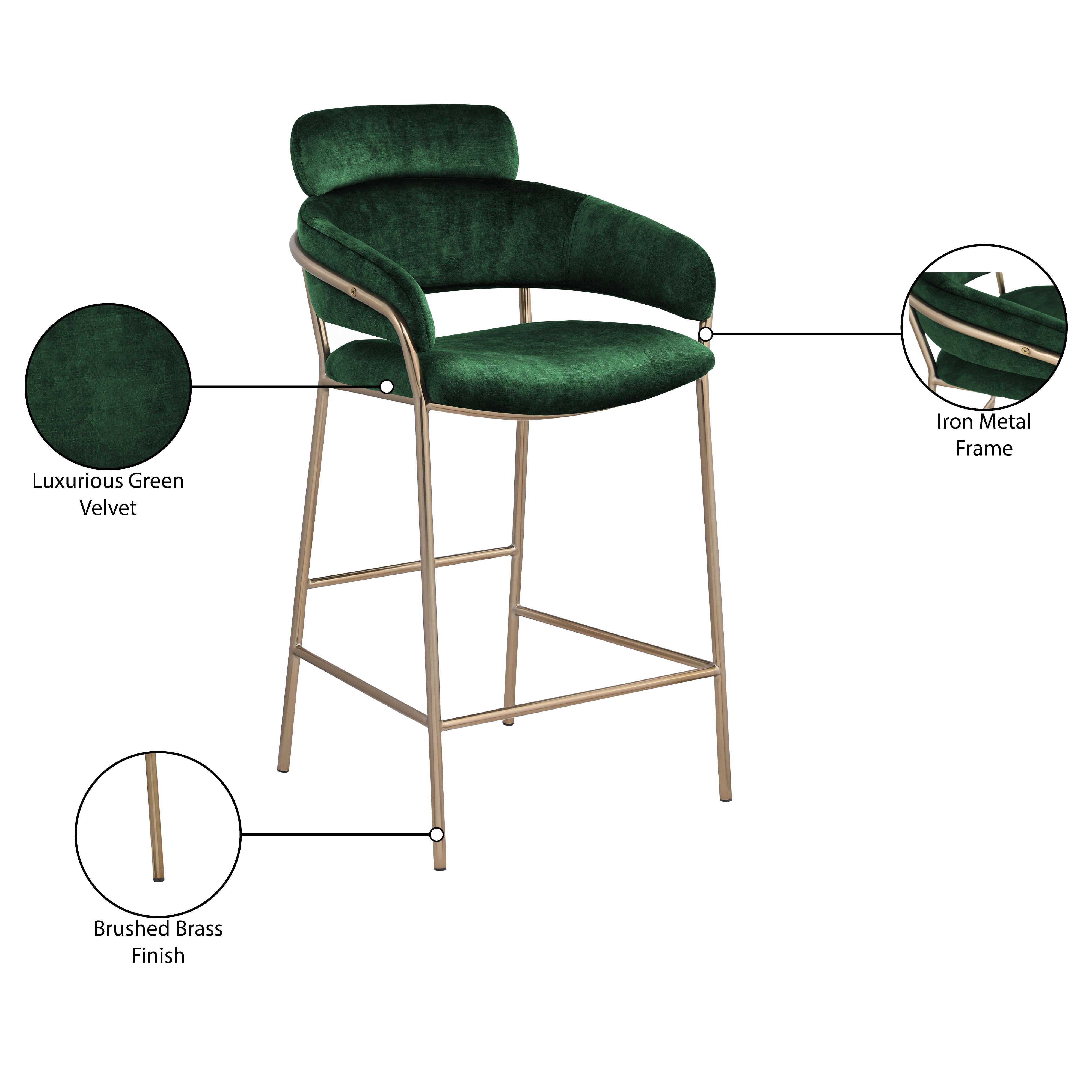 Meridian Yara Green Velvet Counter Stool