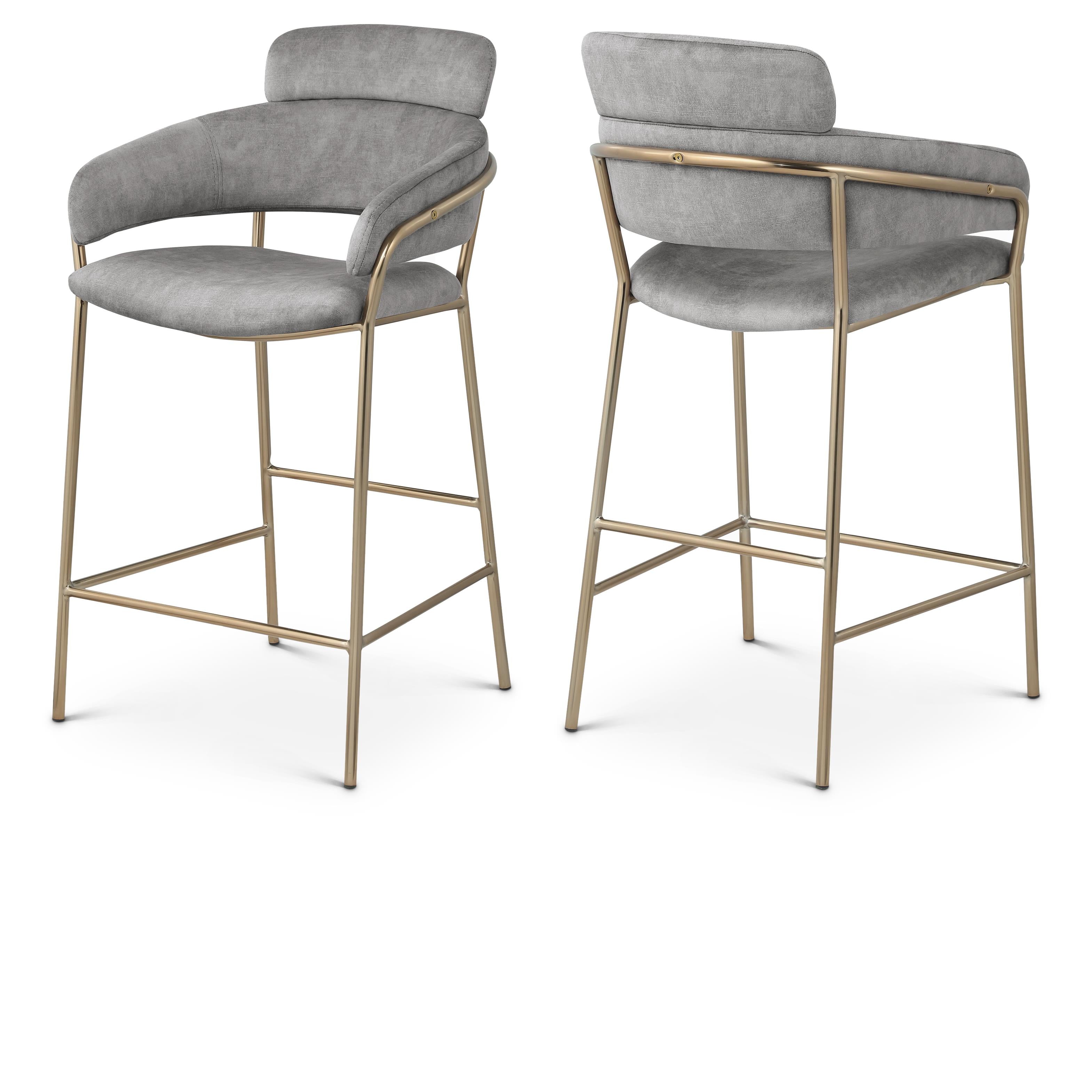 Meridian Yara Grey Velvet Counter Stool