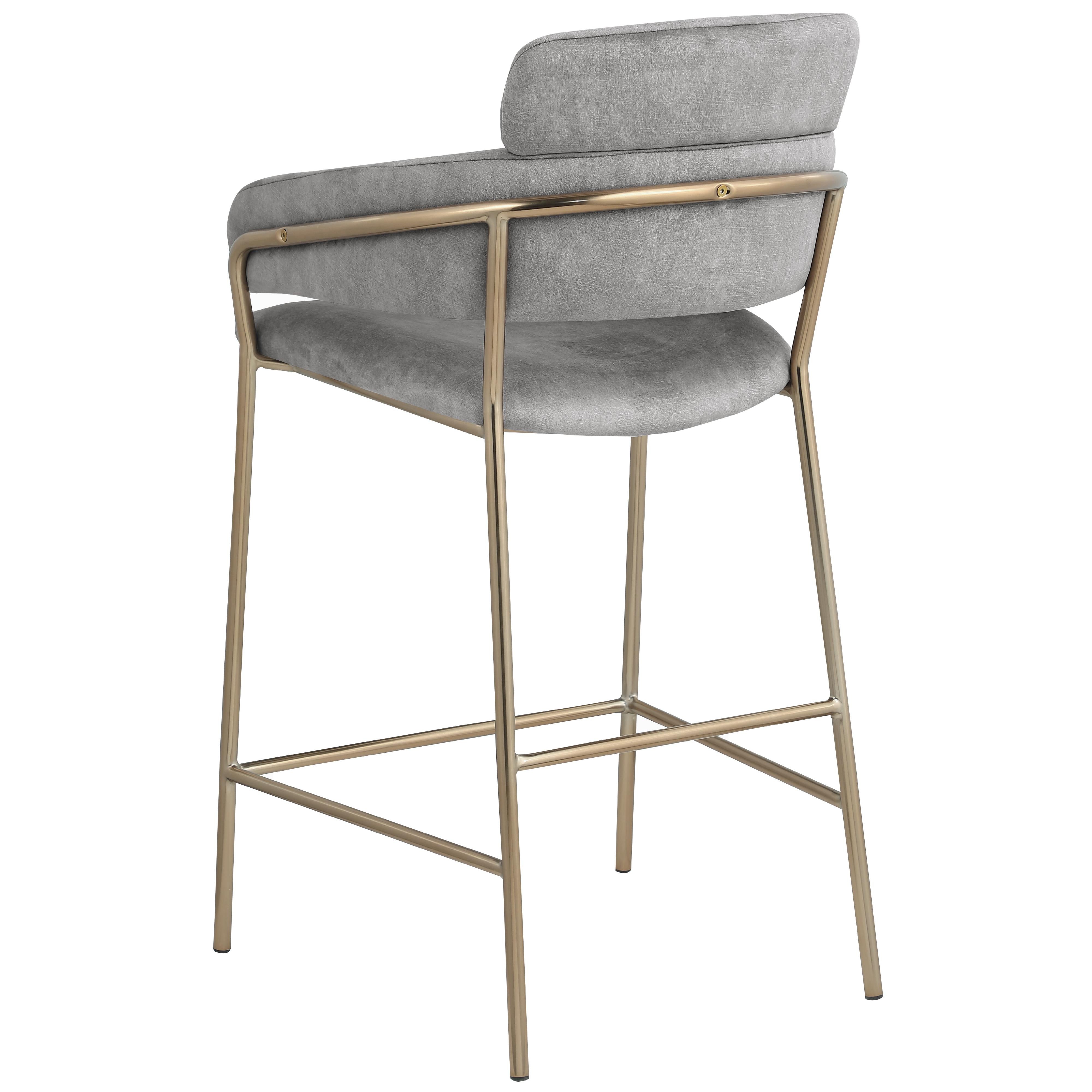 Meridian Yara Grey Velvet Counter Stool