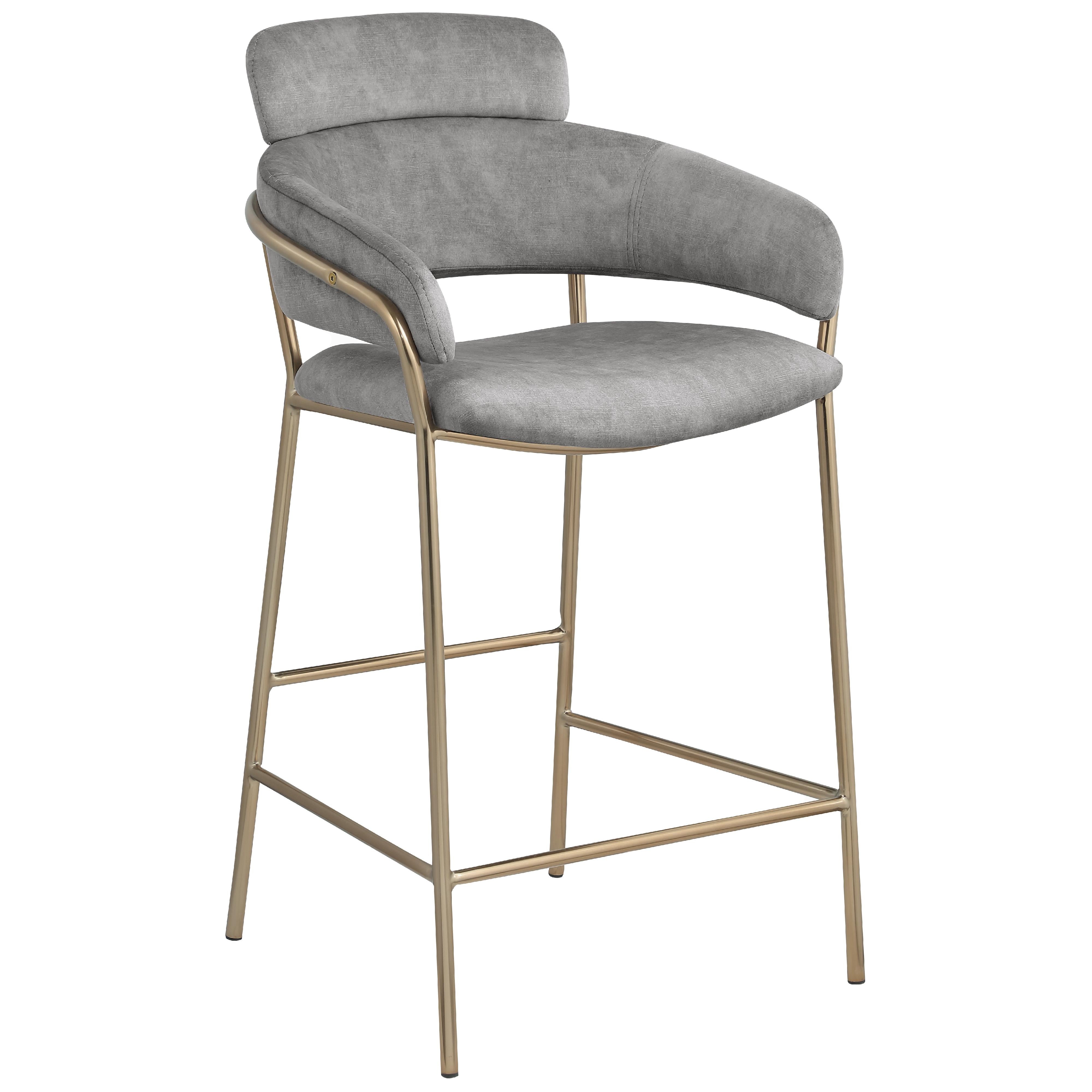 Meridian Yara Grey Velvet Counter Stool