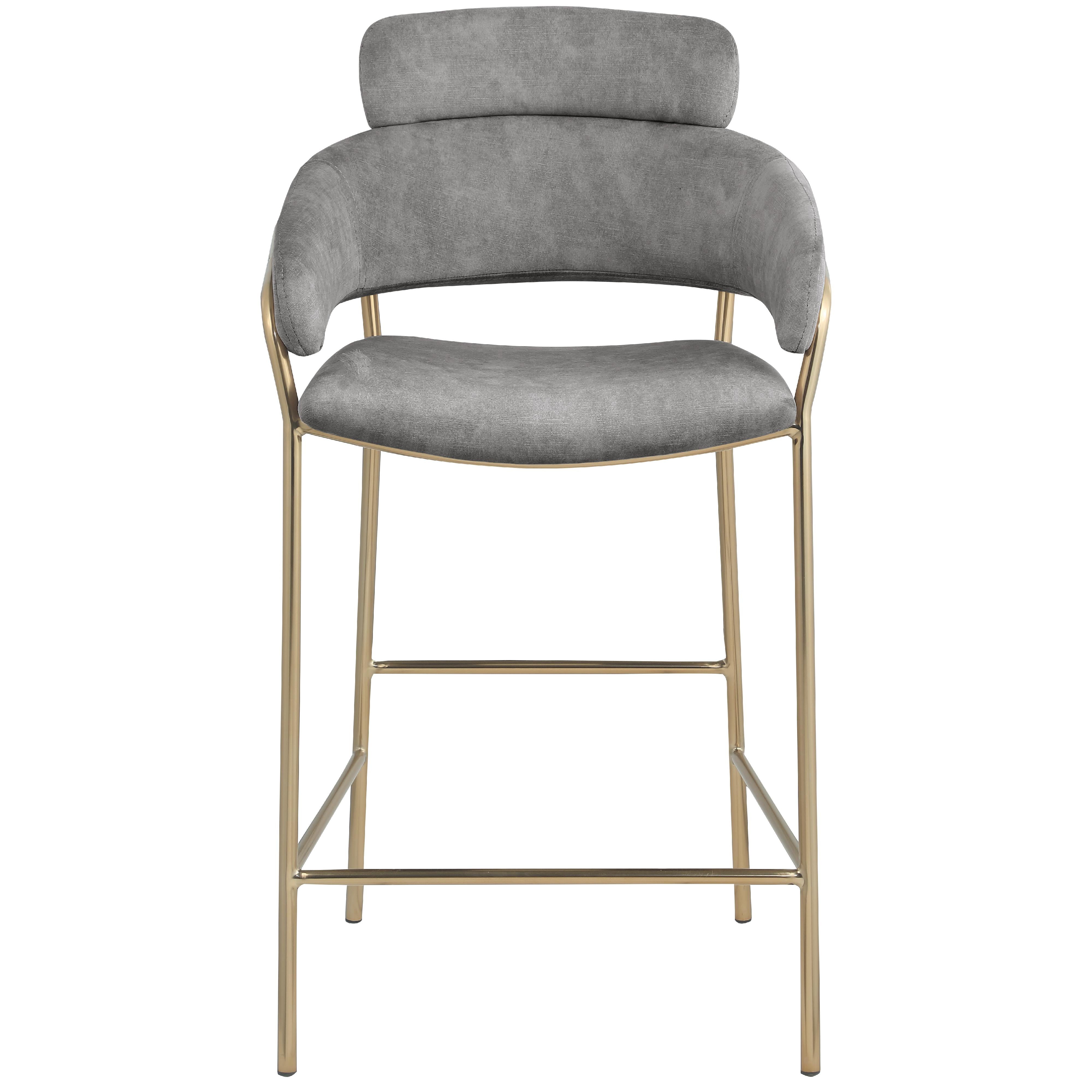 Meridian Yara Grey Velvet Counter Stool