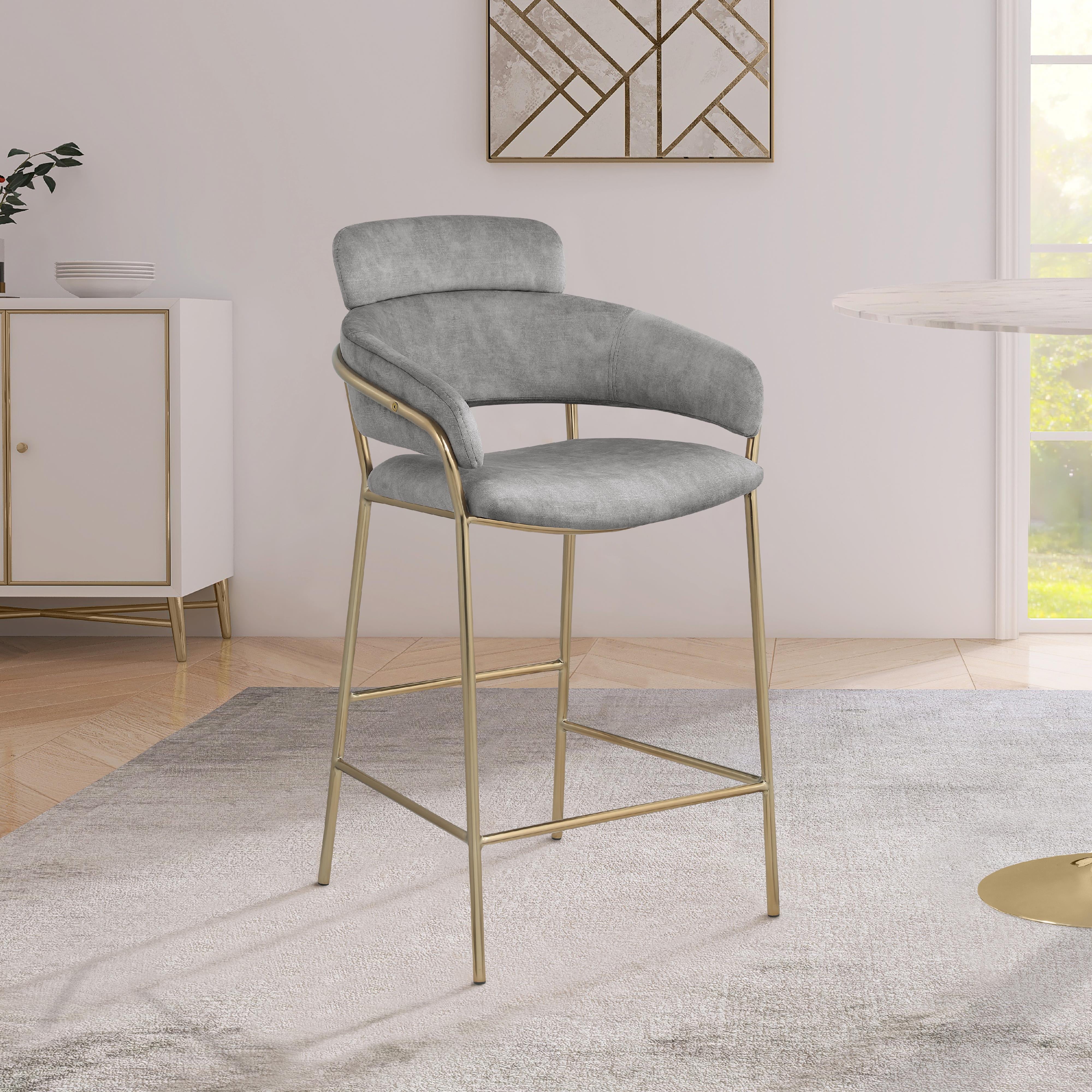 Meridian Yara Grey Velvet Counter Stool