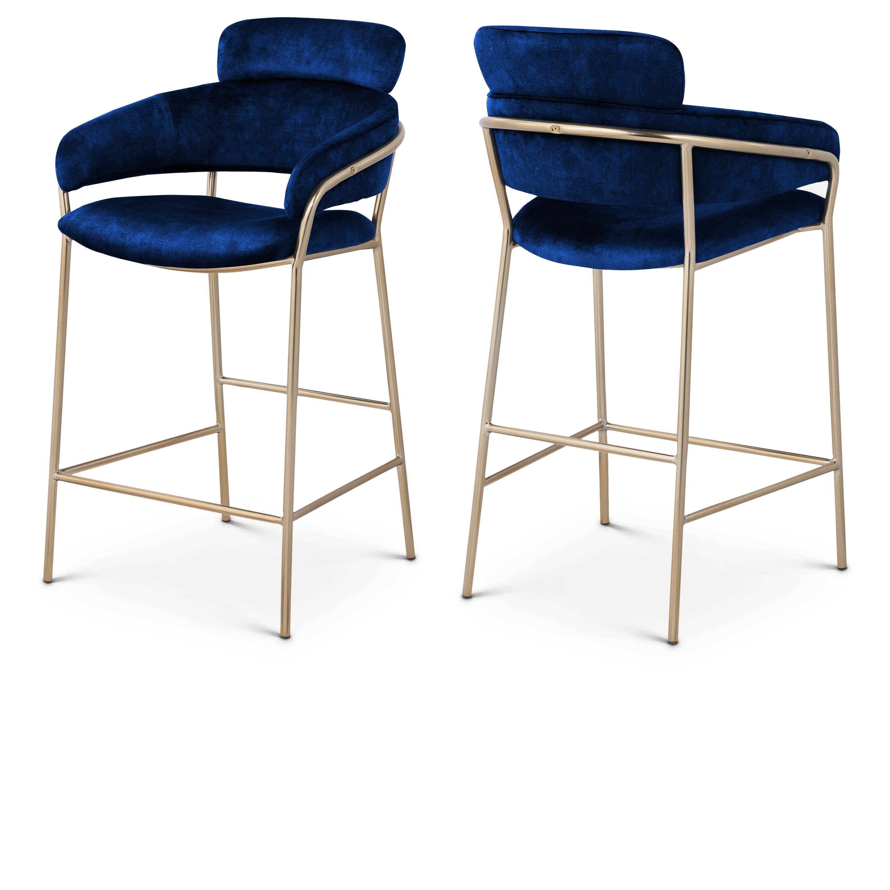 Meridian Yara Navy Velvet Counter Stool