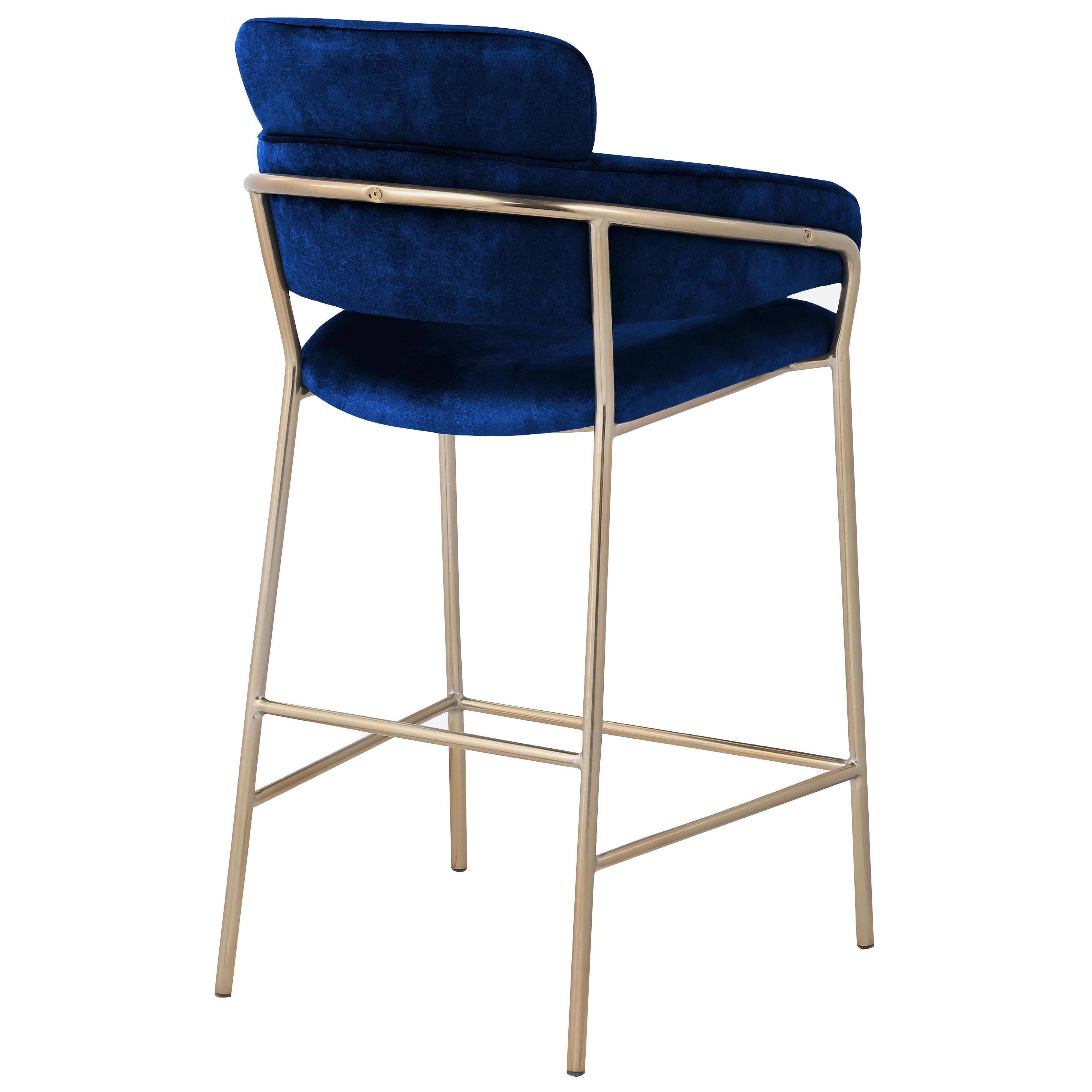 Meridian Yara Navy Velvet Counter Stool