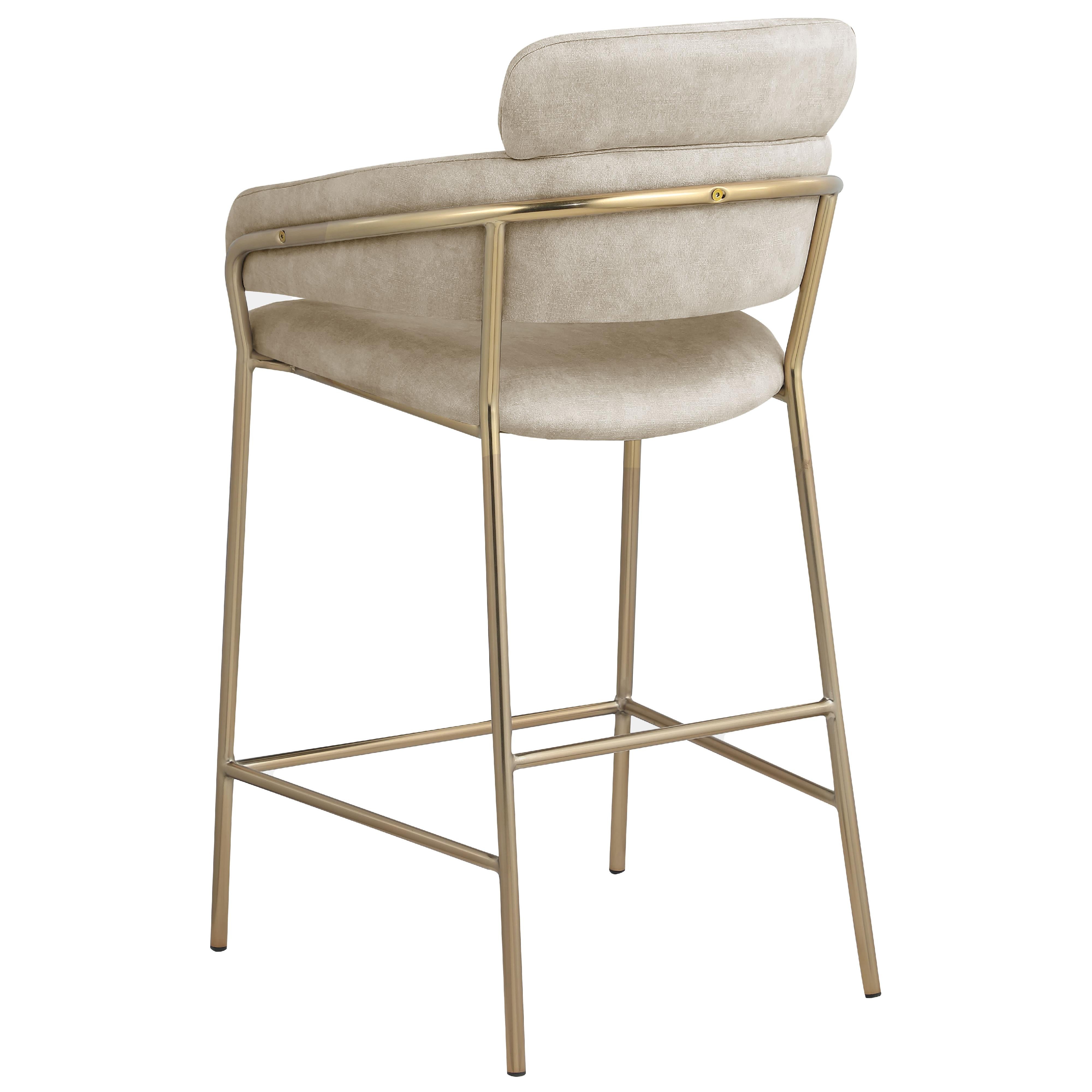 Meridian Yara Stone Velvet Counter Stool