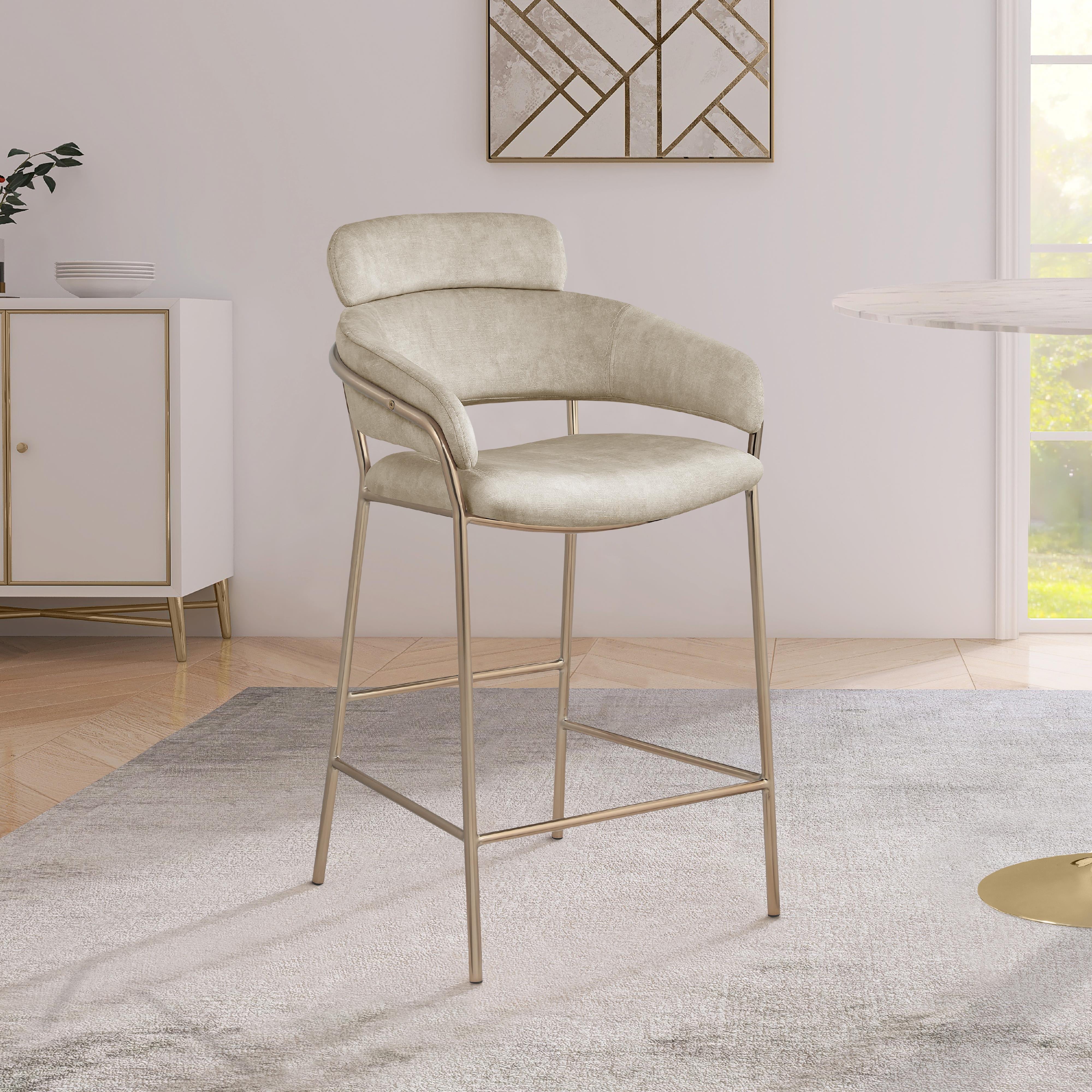 Meridian Yara Stone Velvet Counter Stool