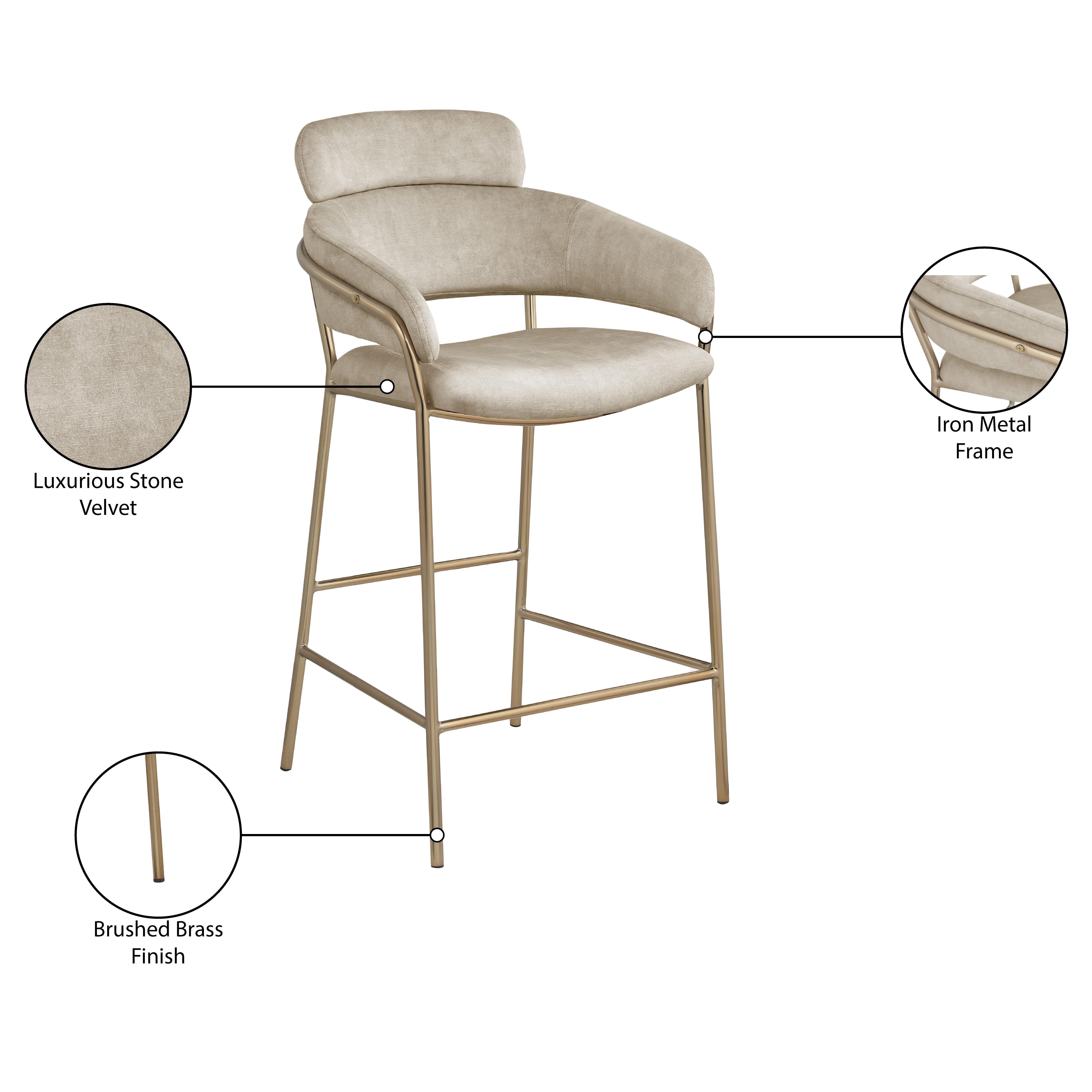 Meridian Yara Stone Velvet Counter Stool