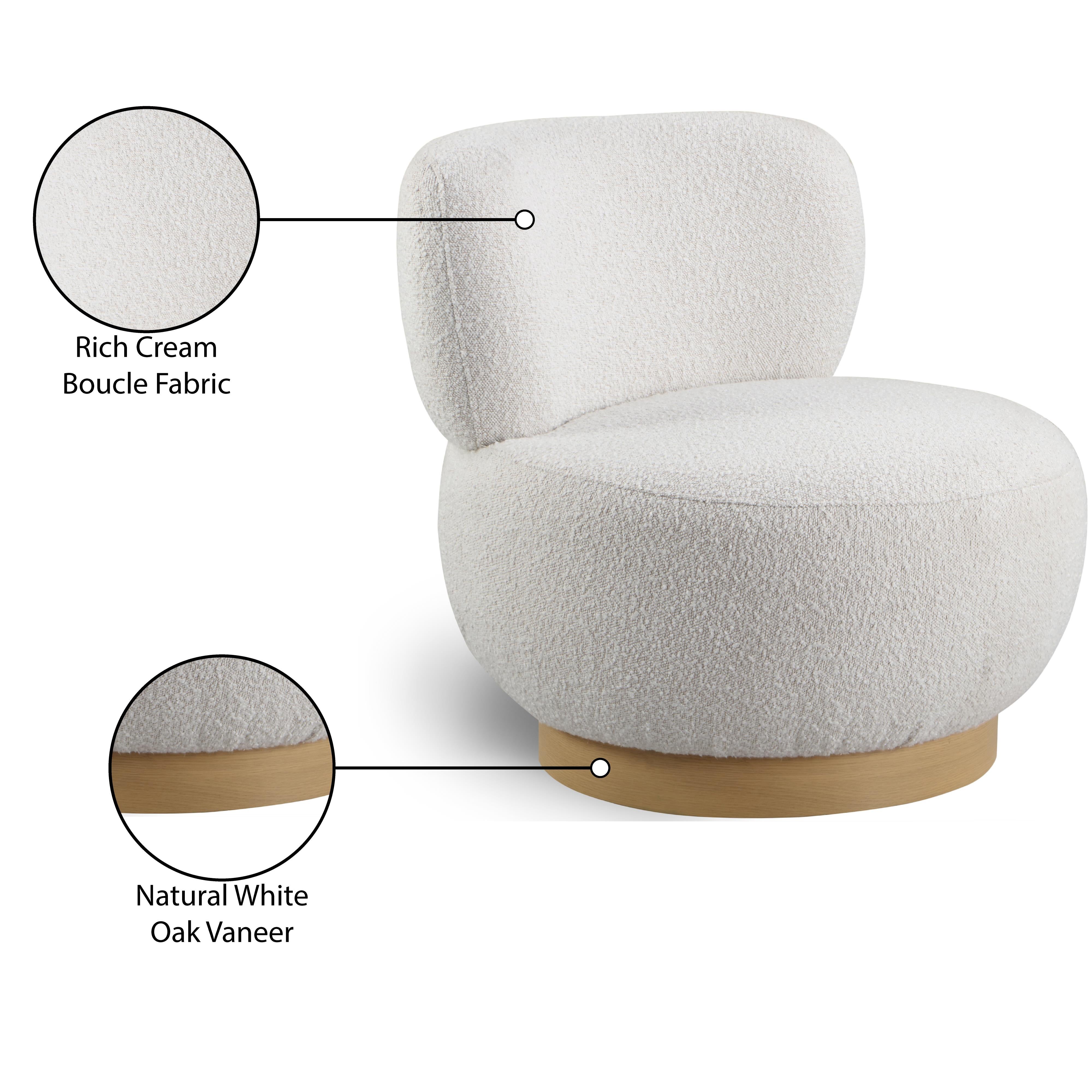 Meridian Calais Cream Boucle Fabric Accent Chair