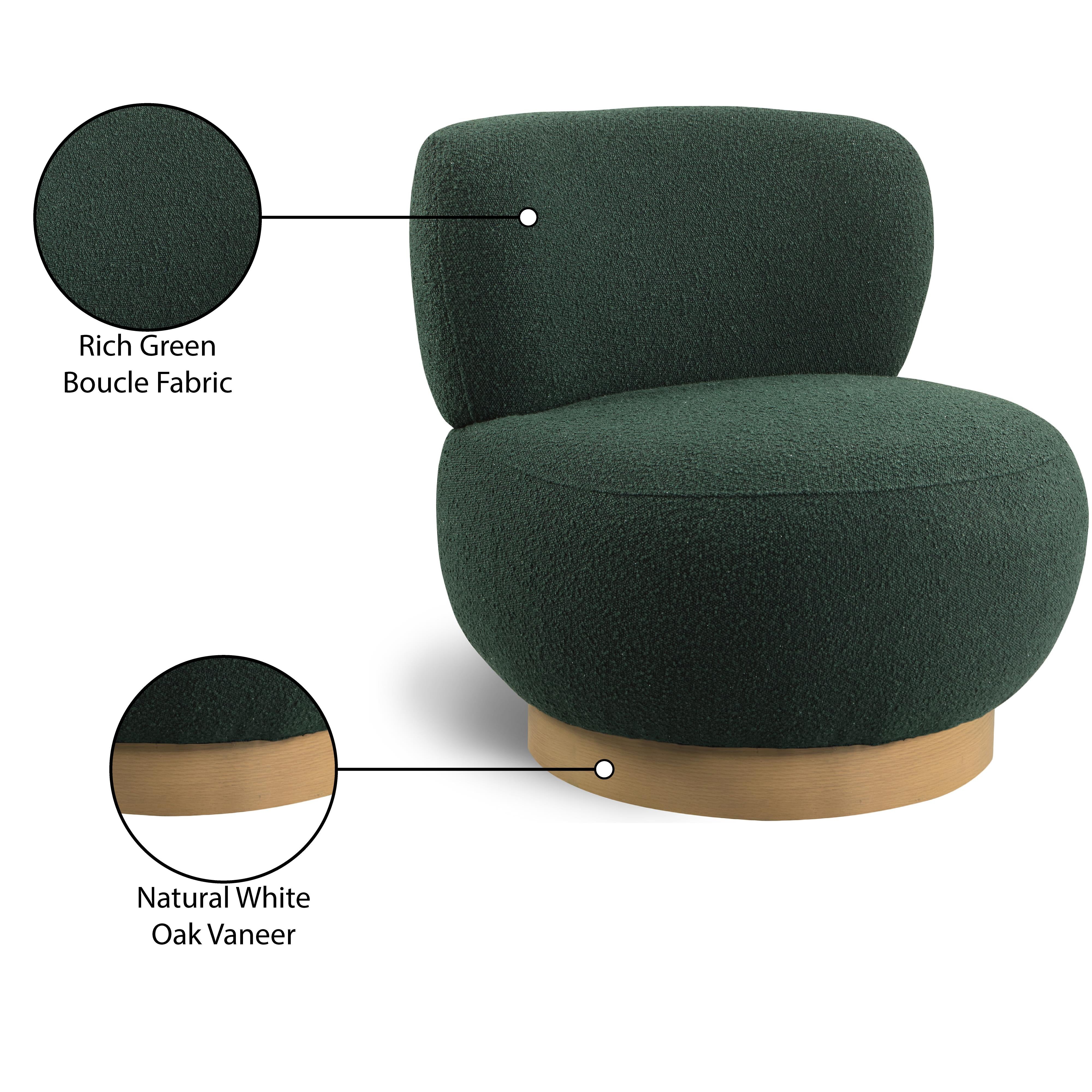 Meridian Calais Green Boucle Fabric Accent Chair