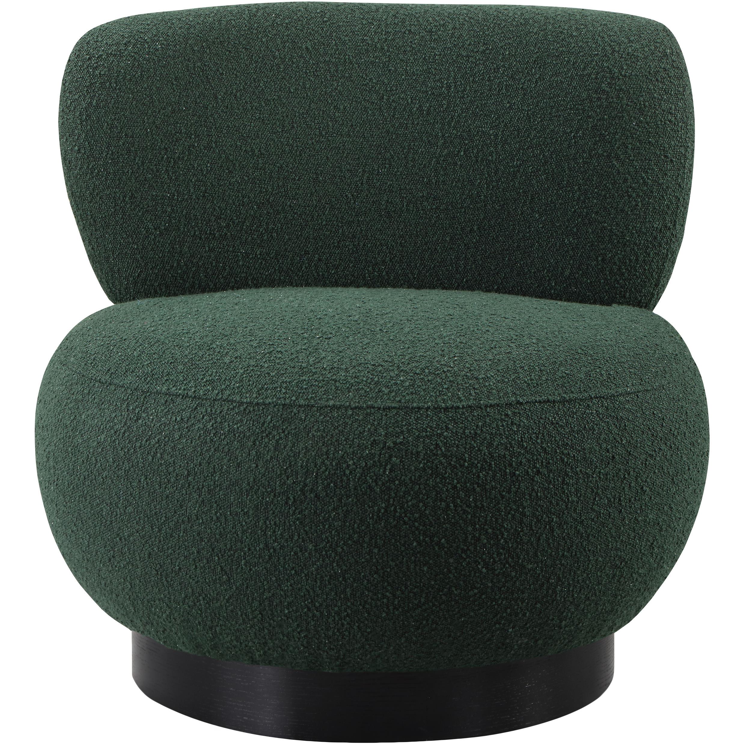 Meridian Calais Green Boucle Fabric Accent Chair