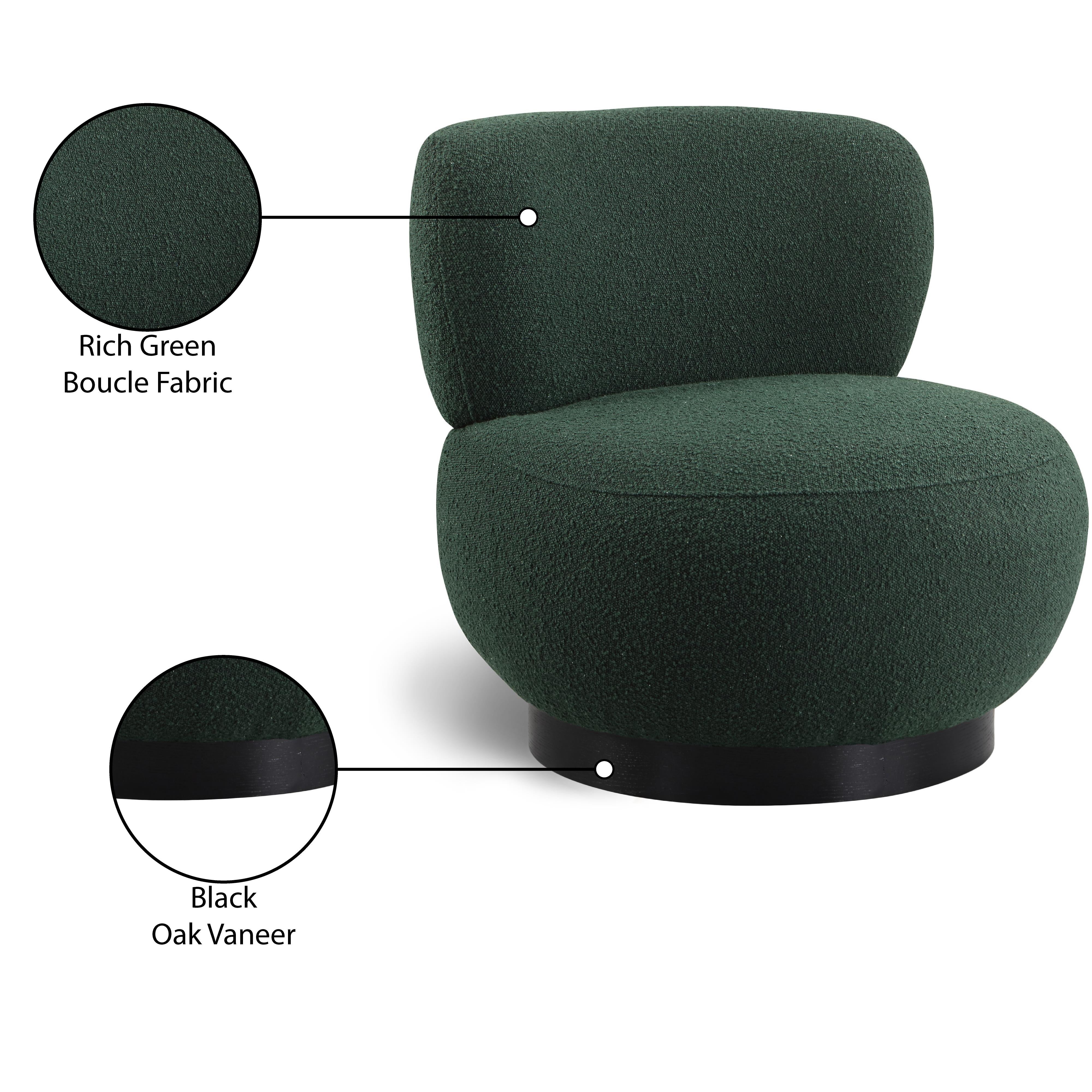 Meridian Calais Green Boucle Fabric Accent Chair