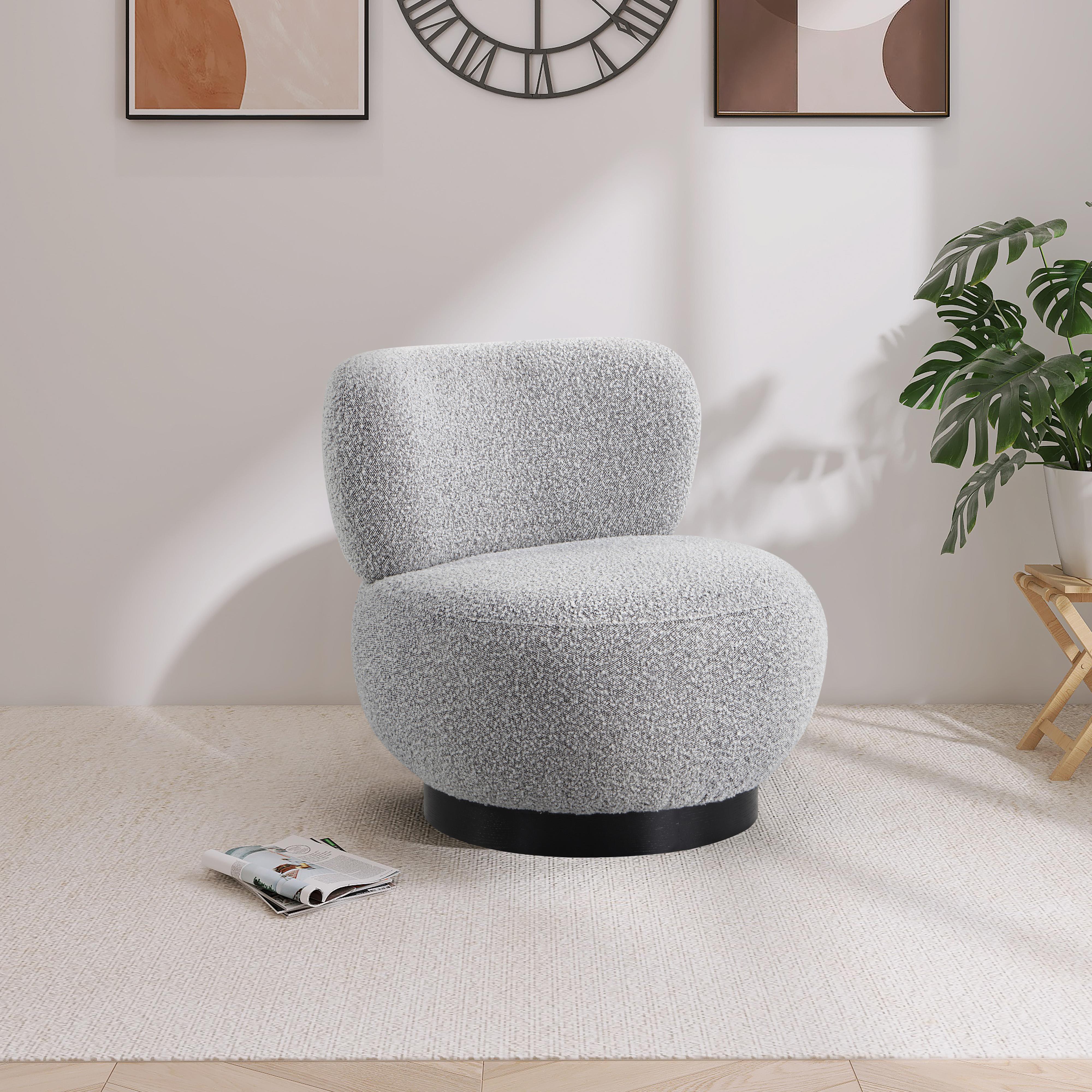 Meridian Calais Grey Boucle Fabric Accent Chair