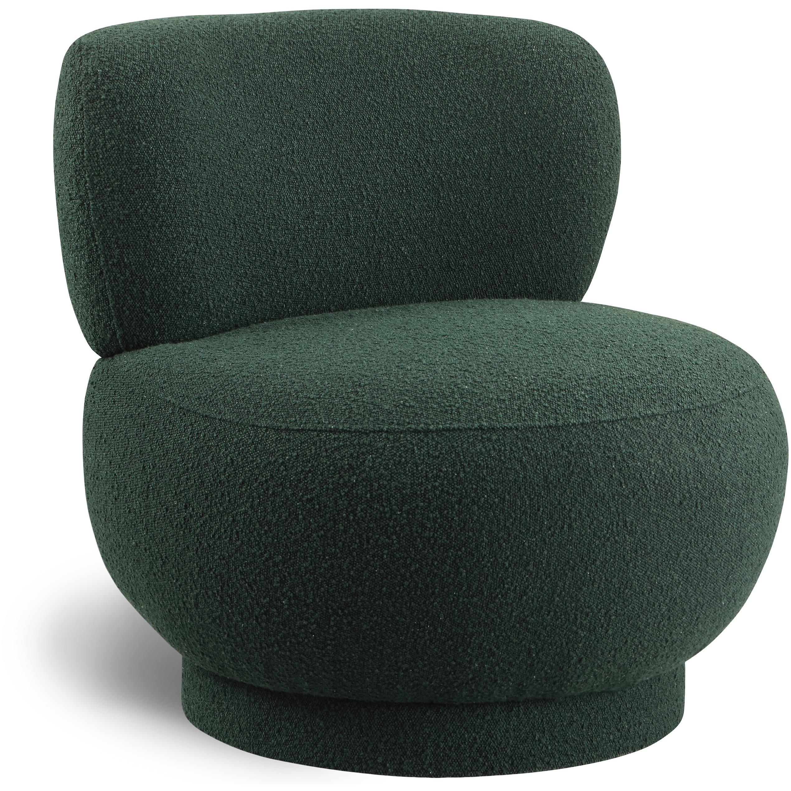 Meridian Calais Green Boucle Fabric Accent Chair