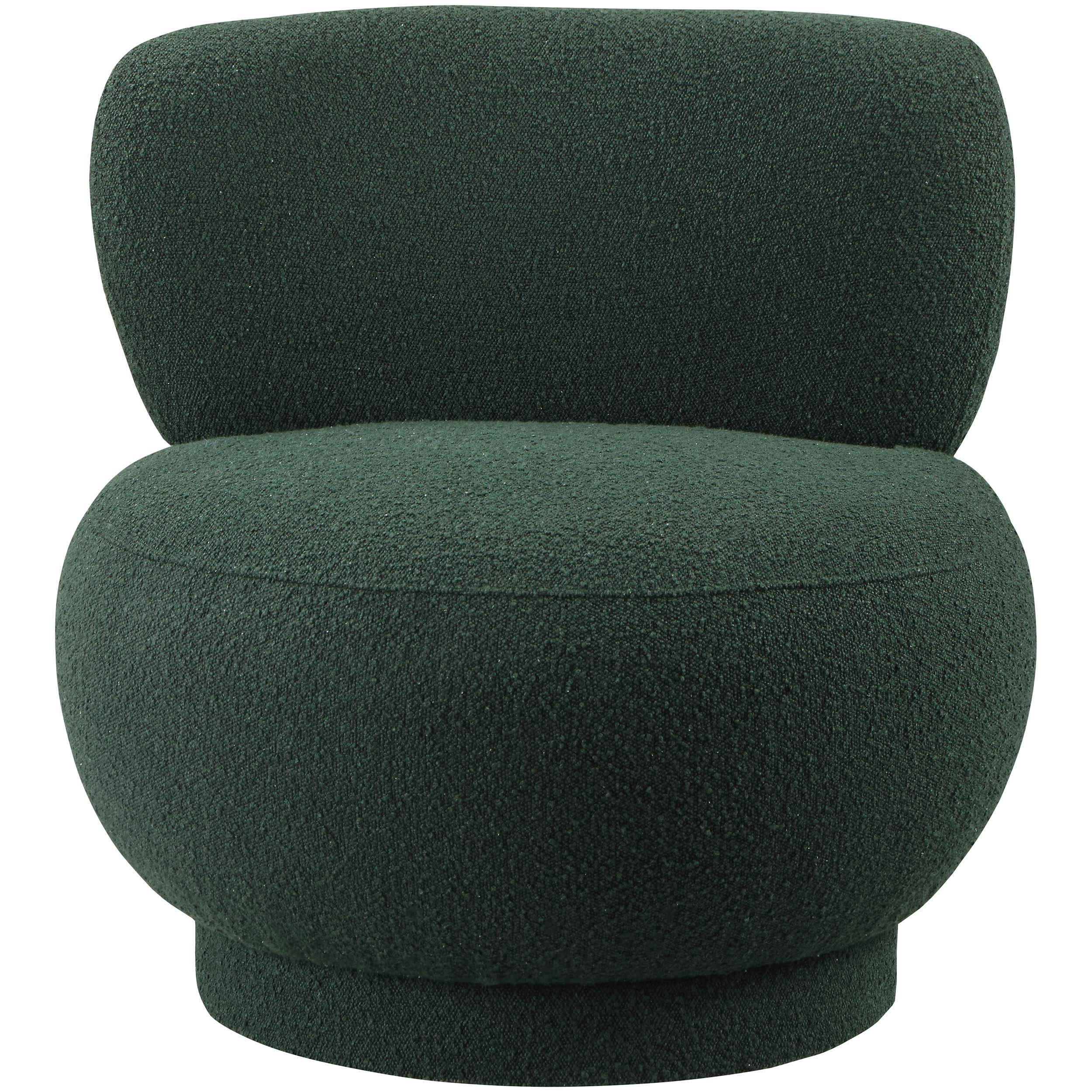 Meridian Calais Green Boucle Fabric Accent Chair