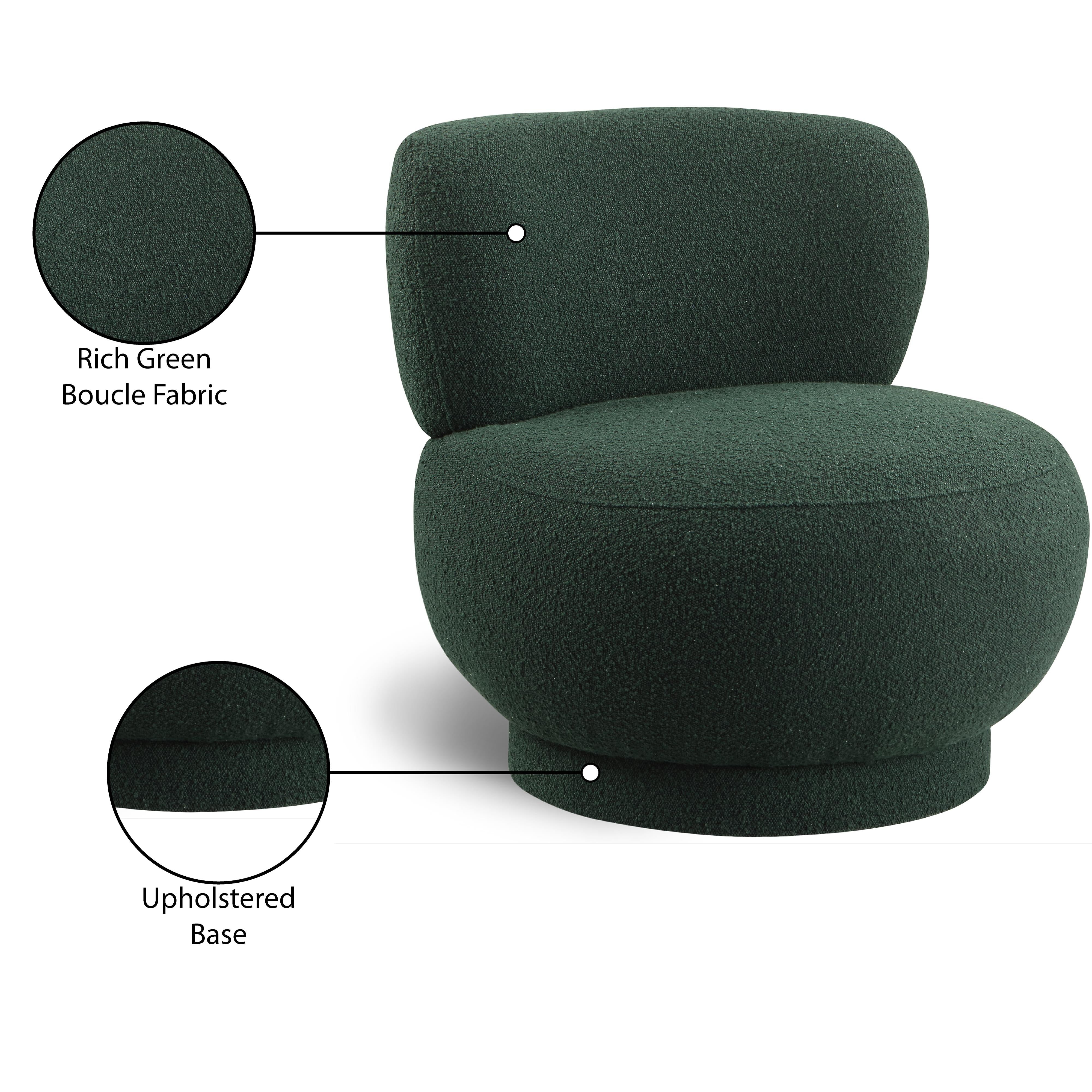 Meridian Calais Green Boucle Fabric Accent Chair