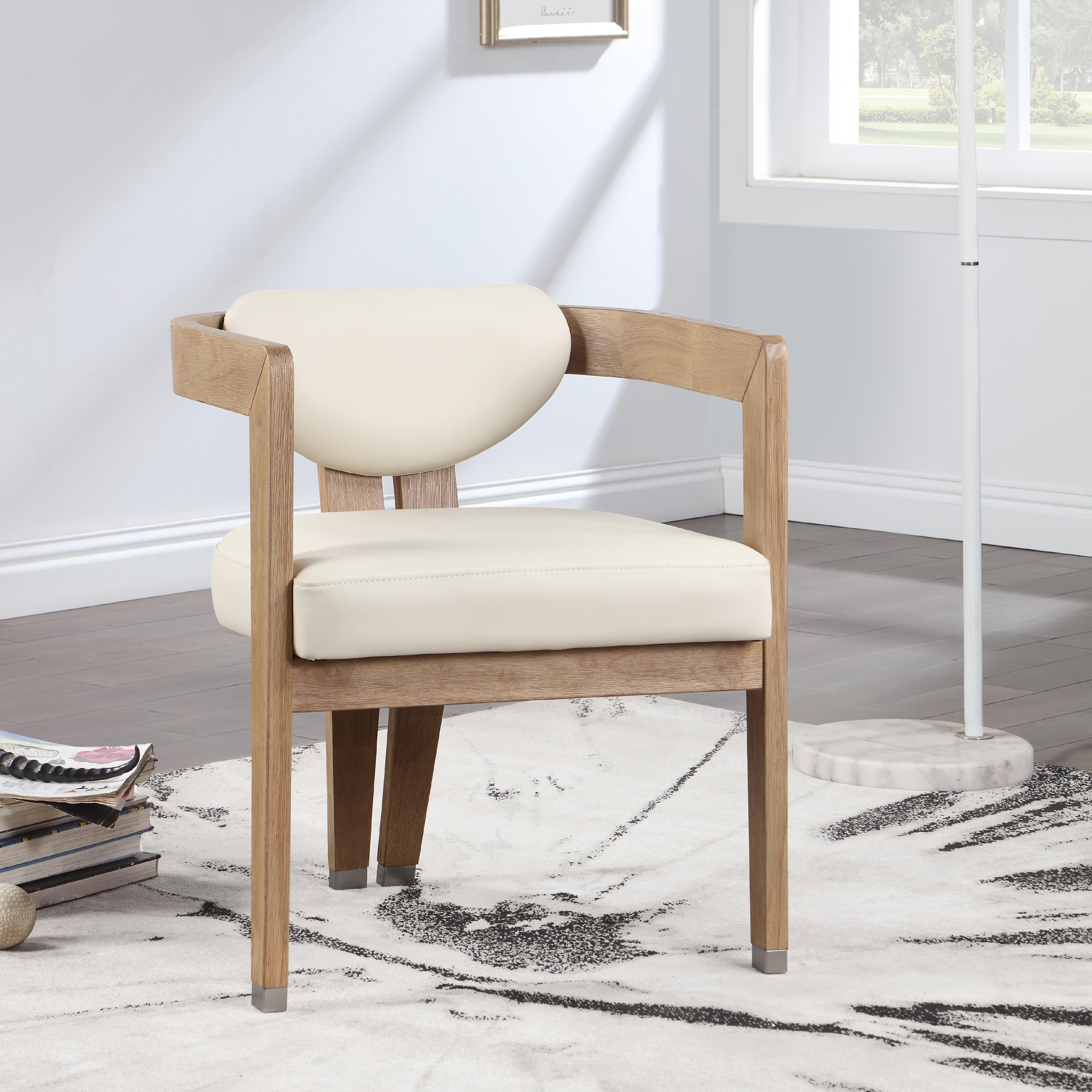 Meridian Carlyle Cream Vegan Leather Dining Chair