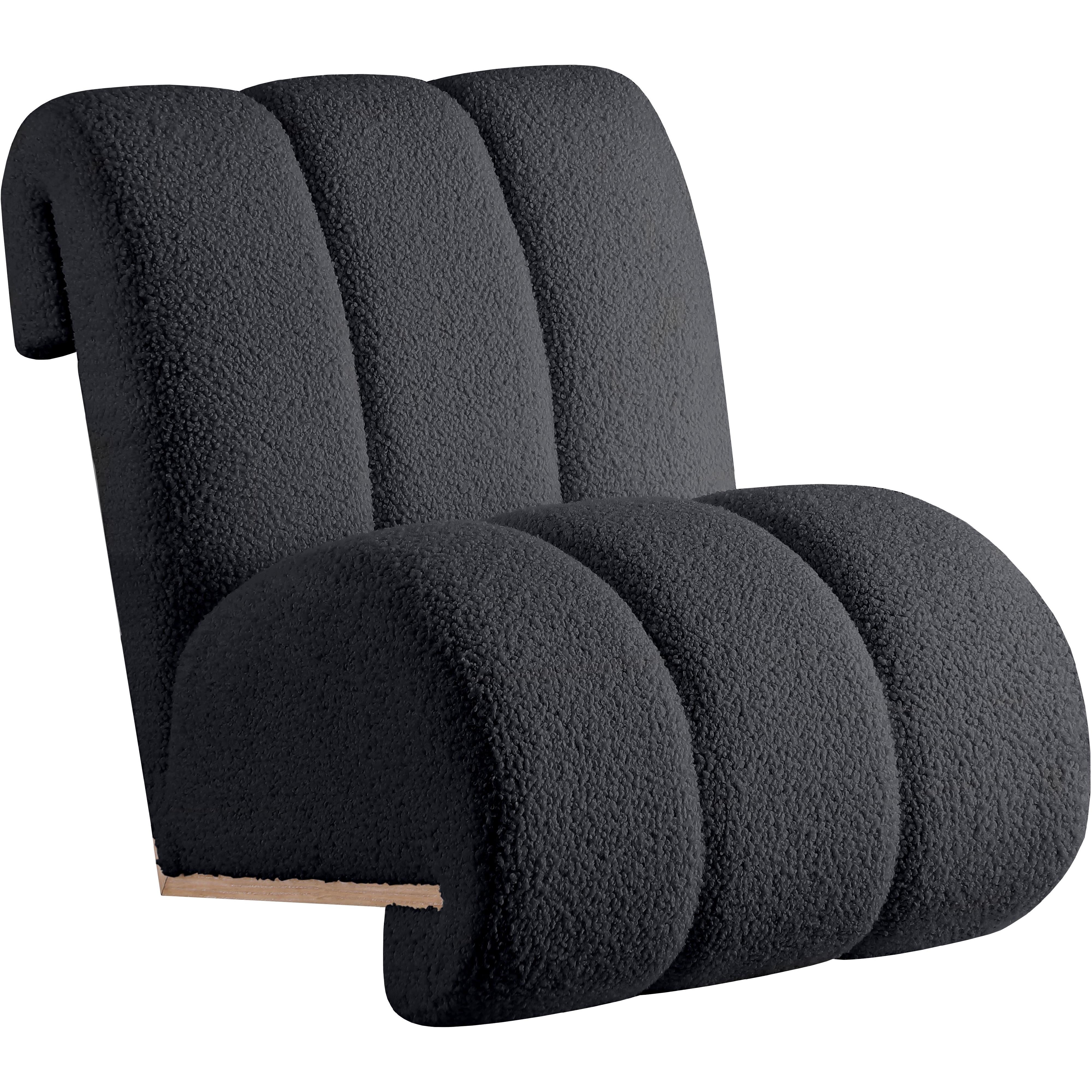 Meridian Swoon Black Faux Sheepskin Accent Chair