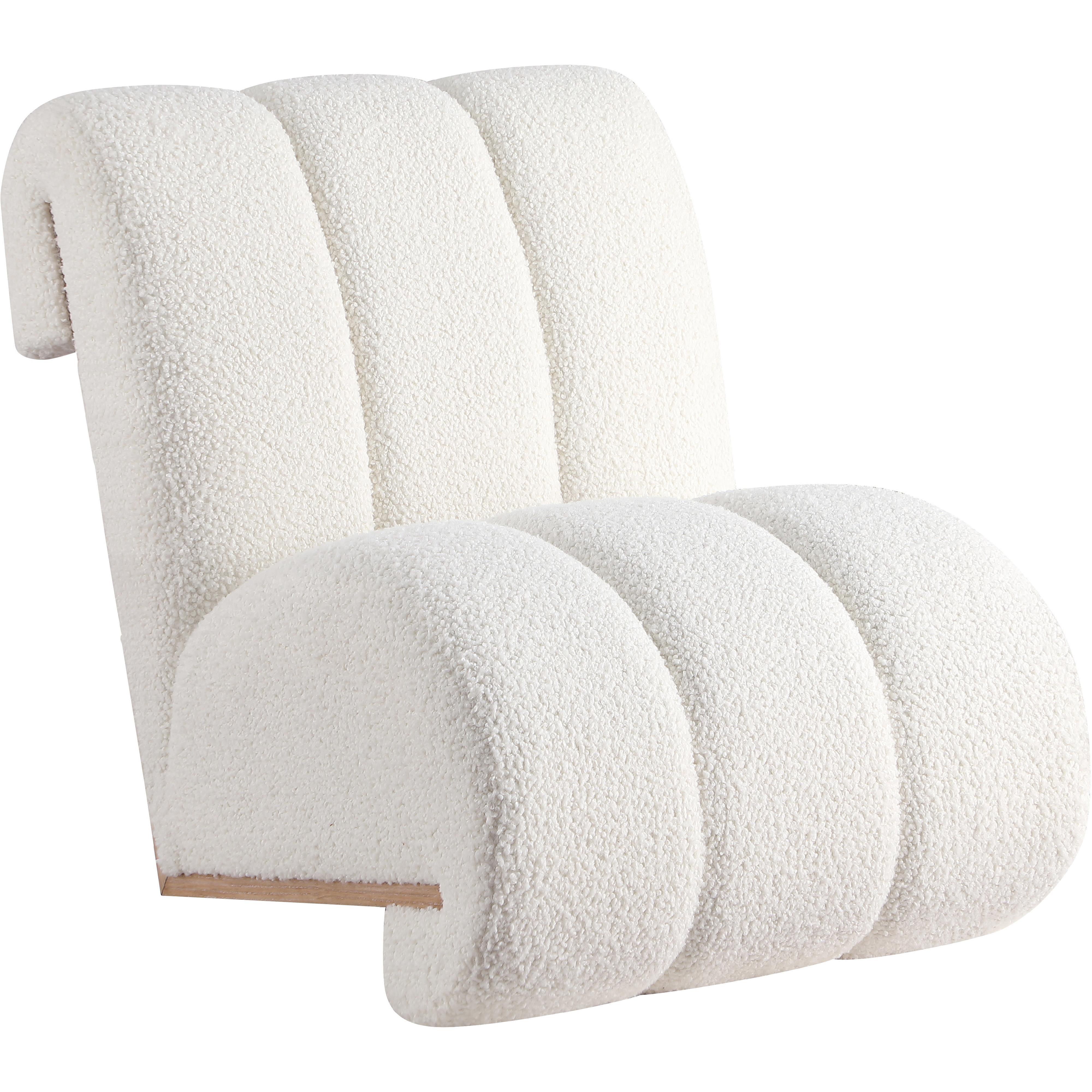 Meridian Swoon Cream Faux Sheepskin Accent Chair