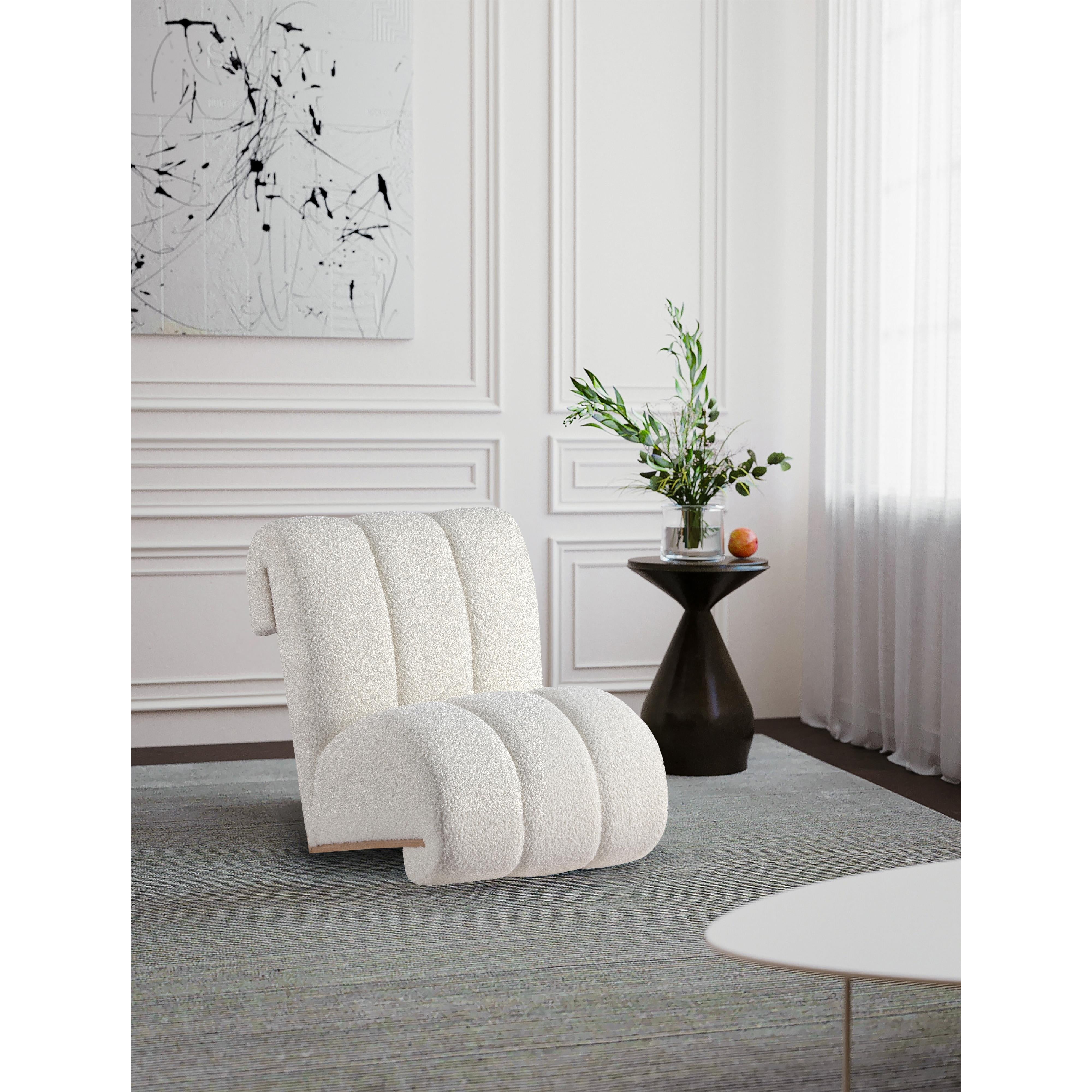 Meridian Swoon Cream Faux Sheepskin Accent Chair