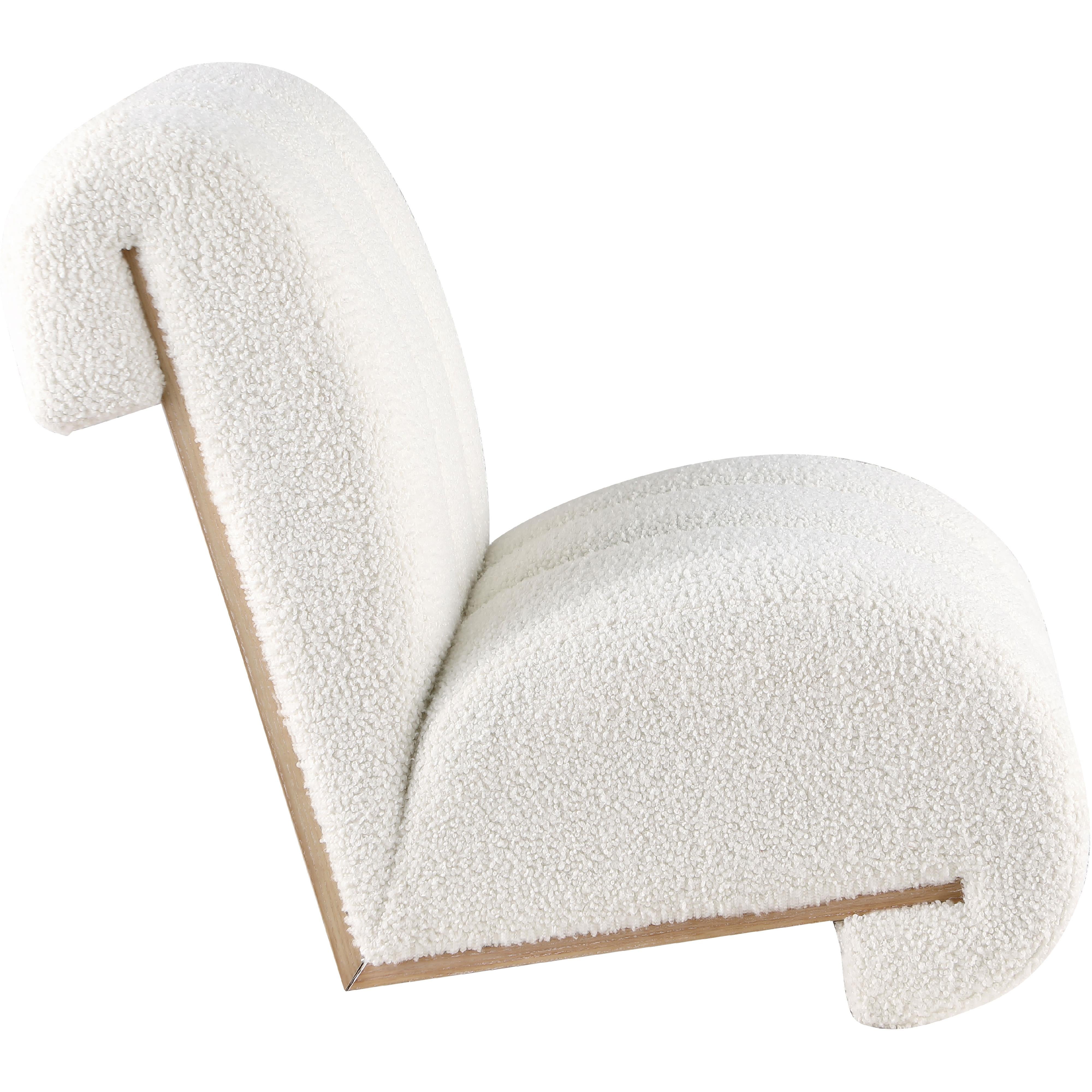 Meridian Swoon Cream Faux Sheepskin Accent Chair