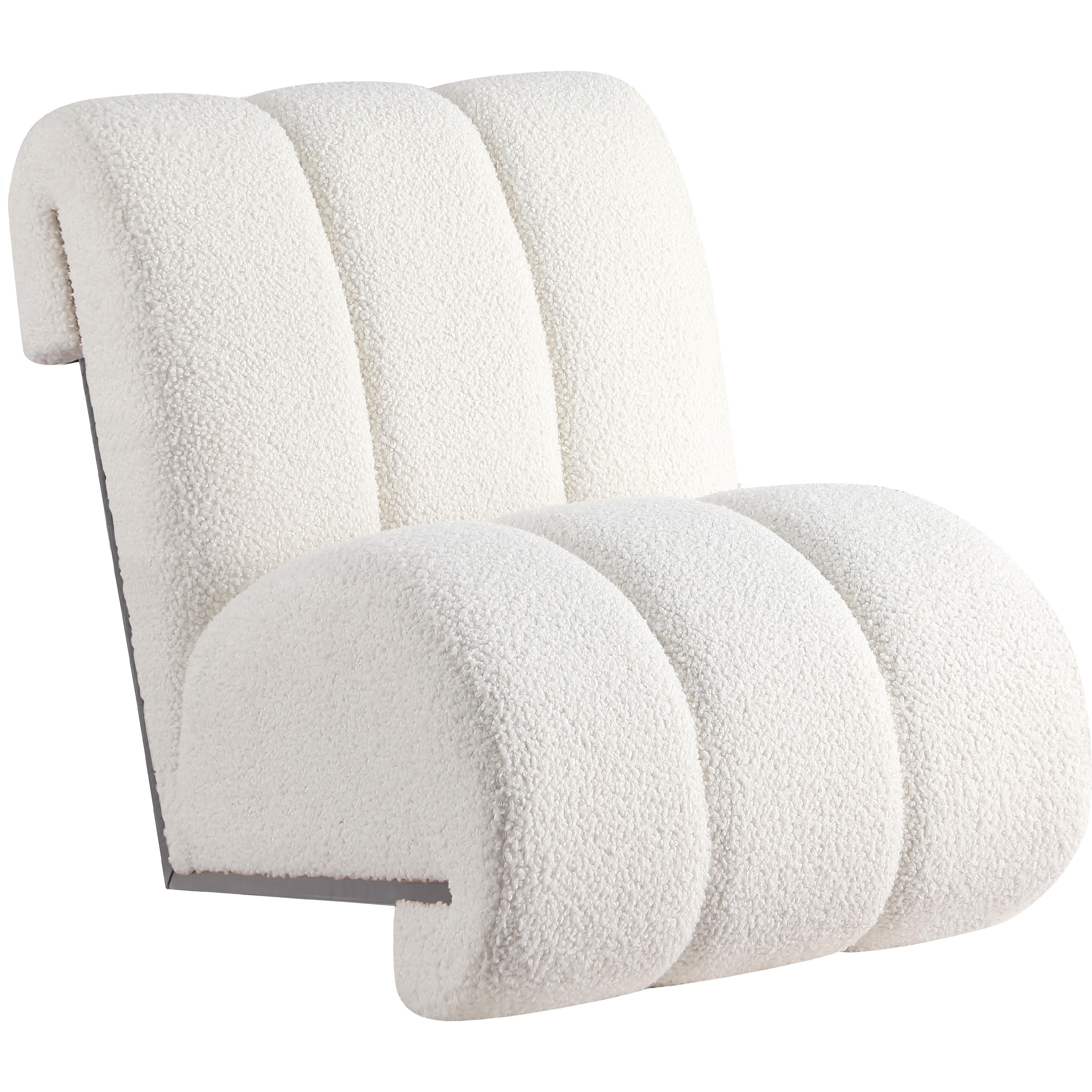 Meridian Swoon Cream Faux Sheepskin Accent Chair