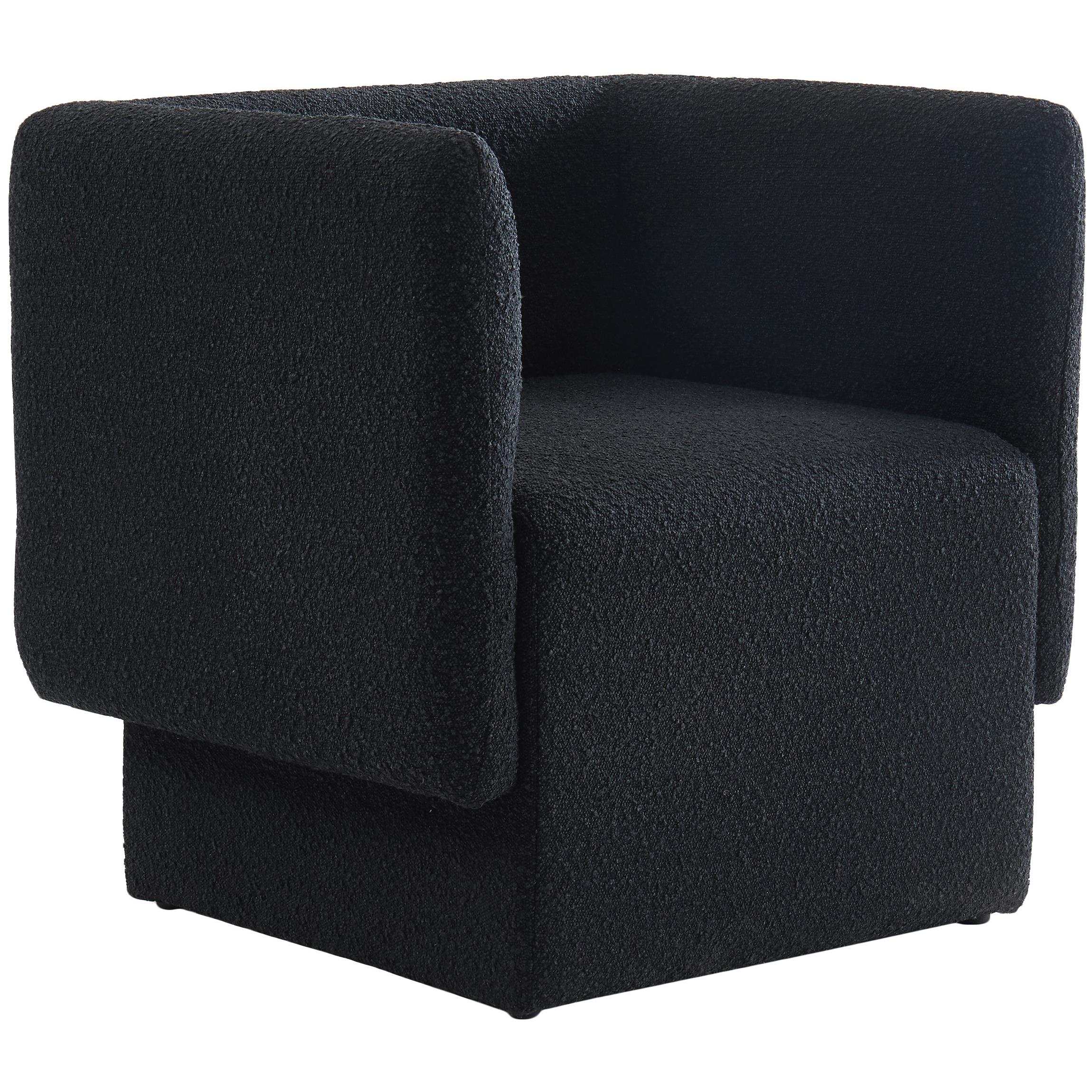 Meridian Vera Black Boucle Fabric Accent Chair