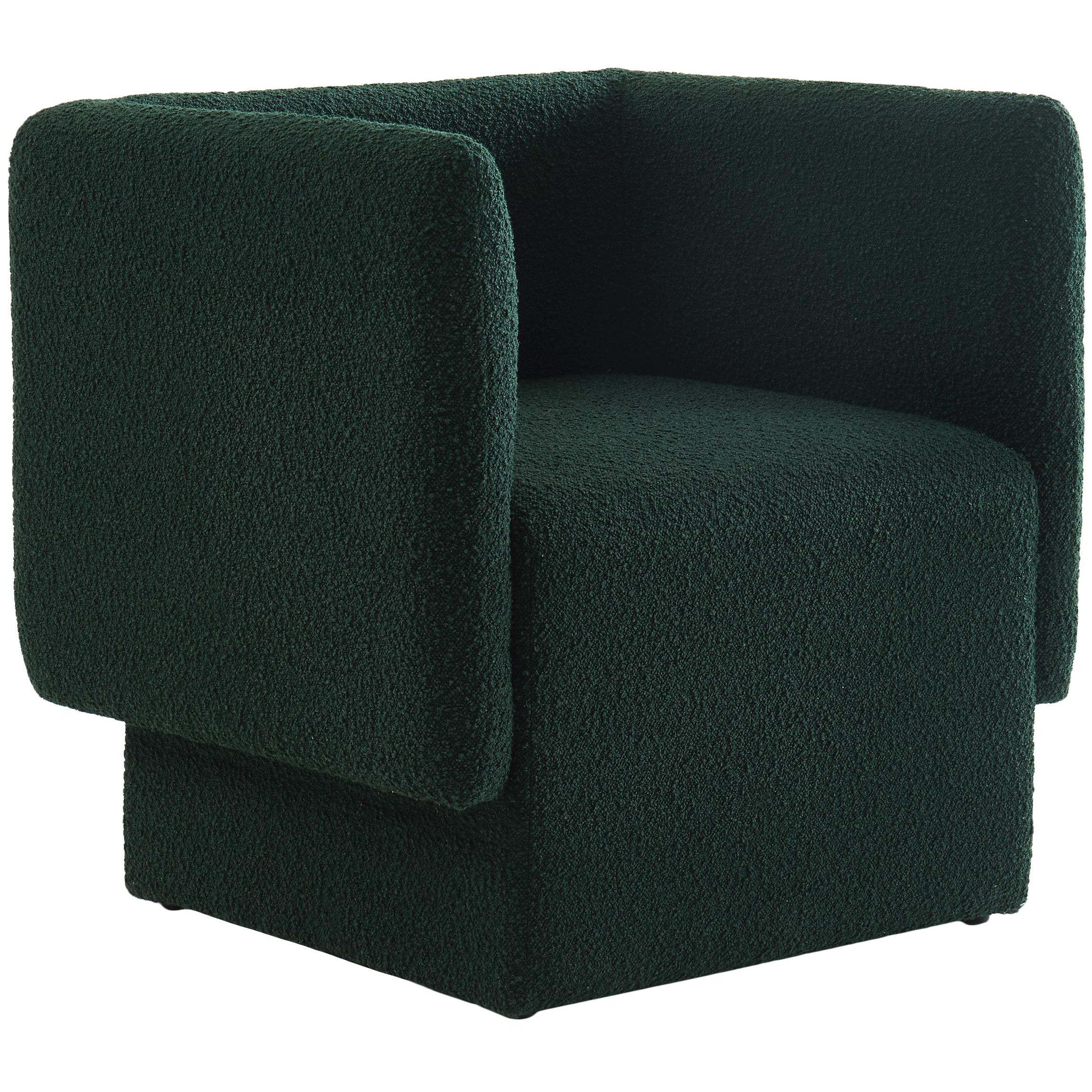 Meridian Vera Green Boucle Fabric Accent Chair