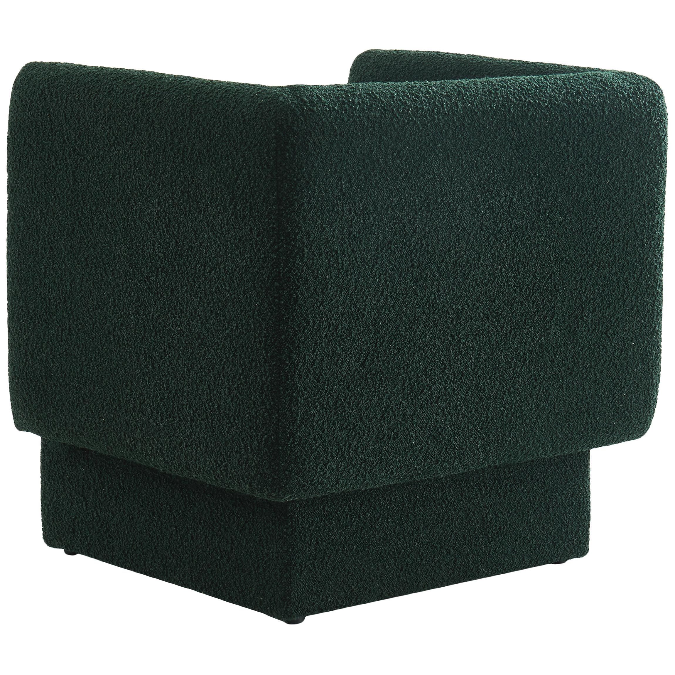 Meridian Vera Green Boucle Fabric Accent Chair