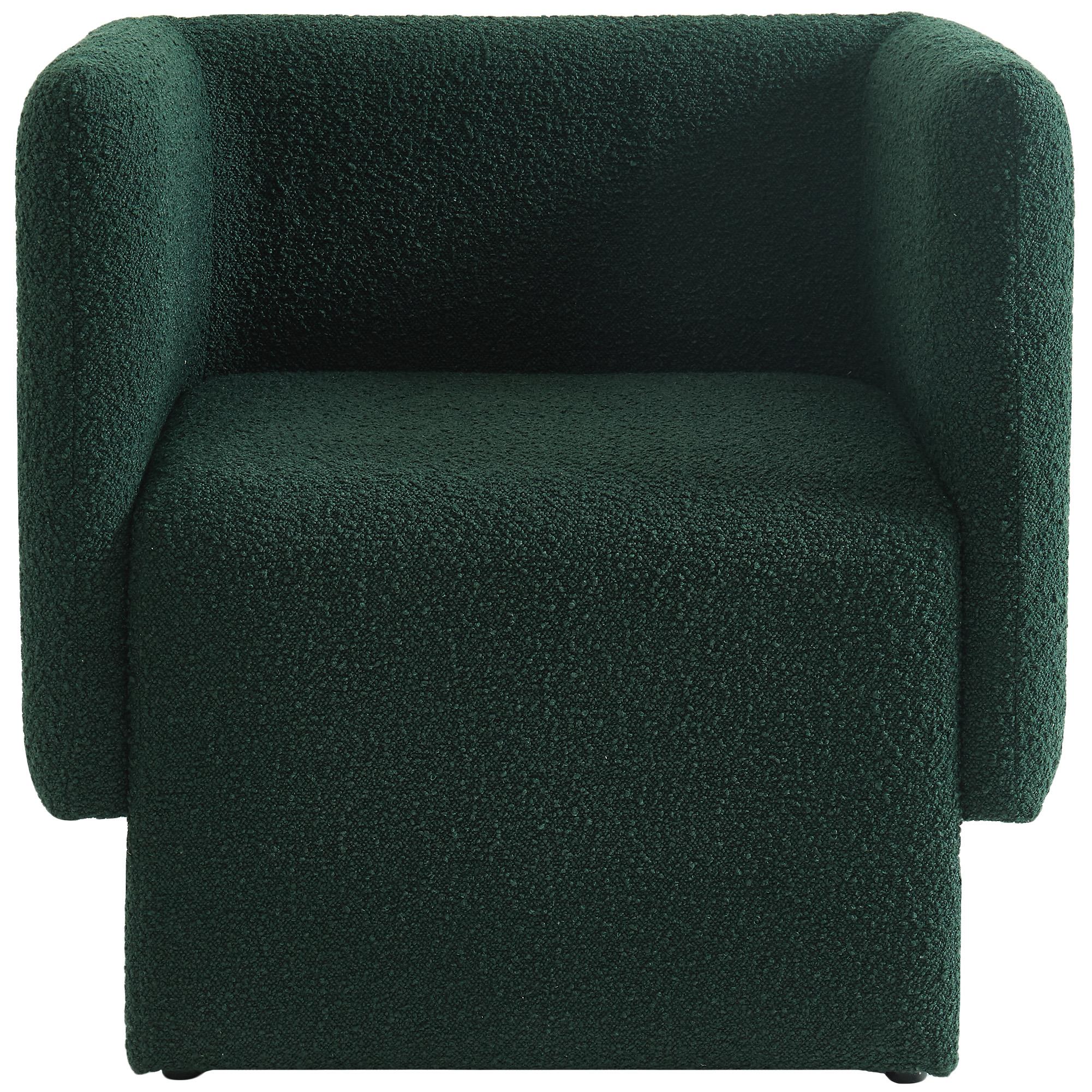 Meridian Vera Green Boucle Fabric Accent Chair