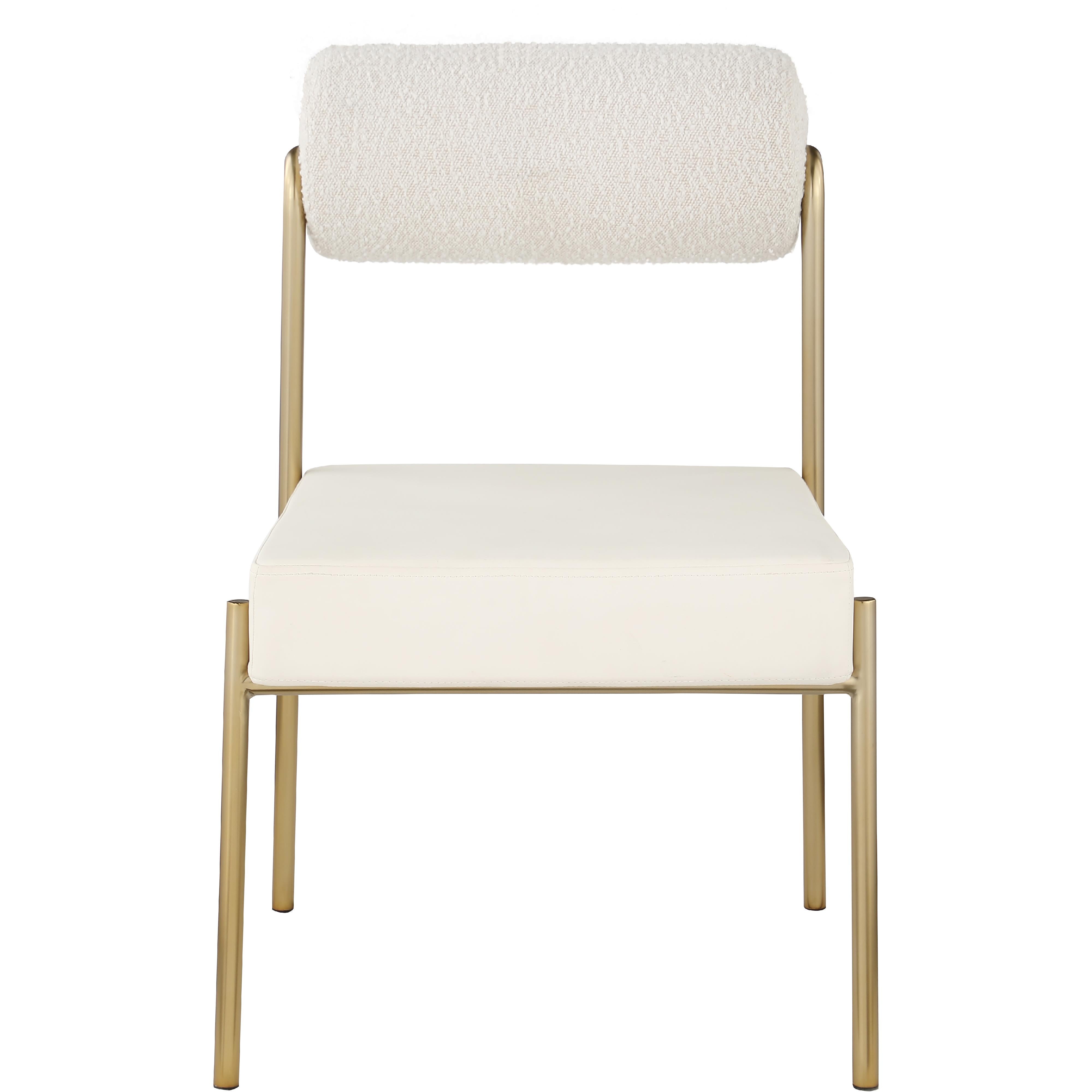 Meridian Carly Cream Vegan Leather Seat / Boucle Fabric Back Dining Chair