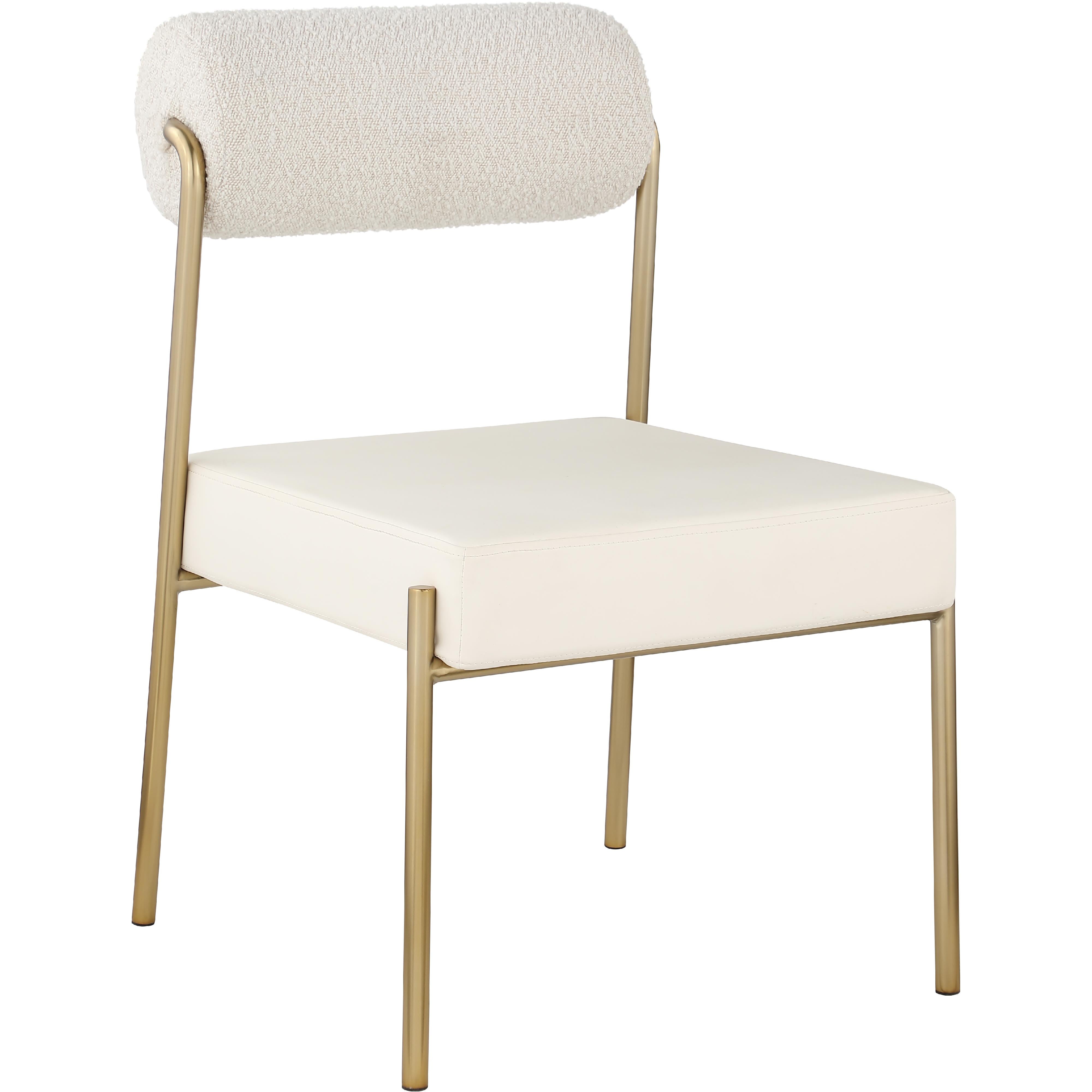 Meridian Carly Cream Vegan Leather Seat / Boucle Fabric Back Dining Chair