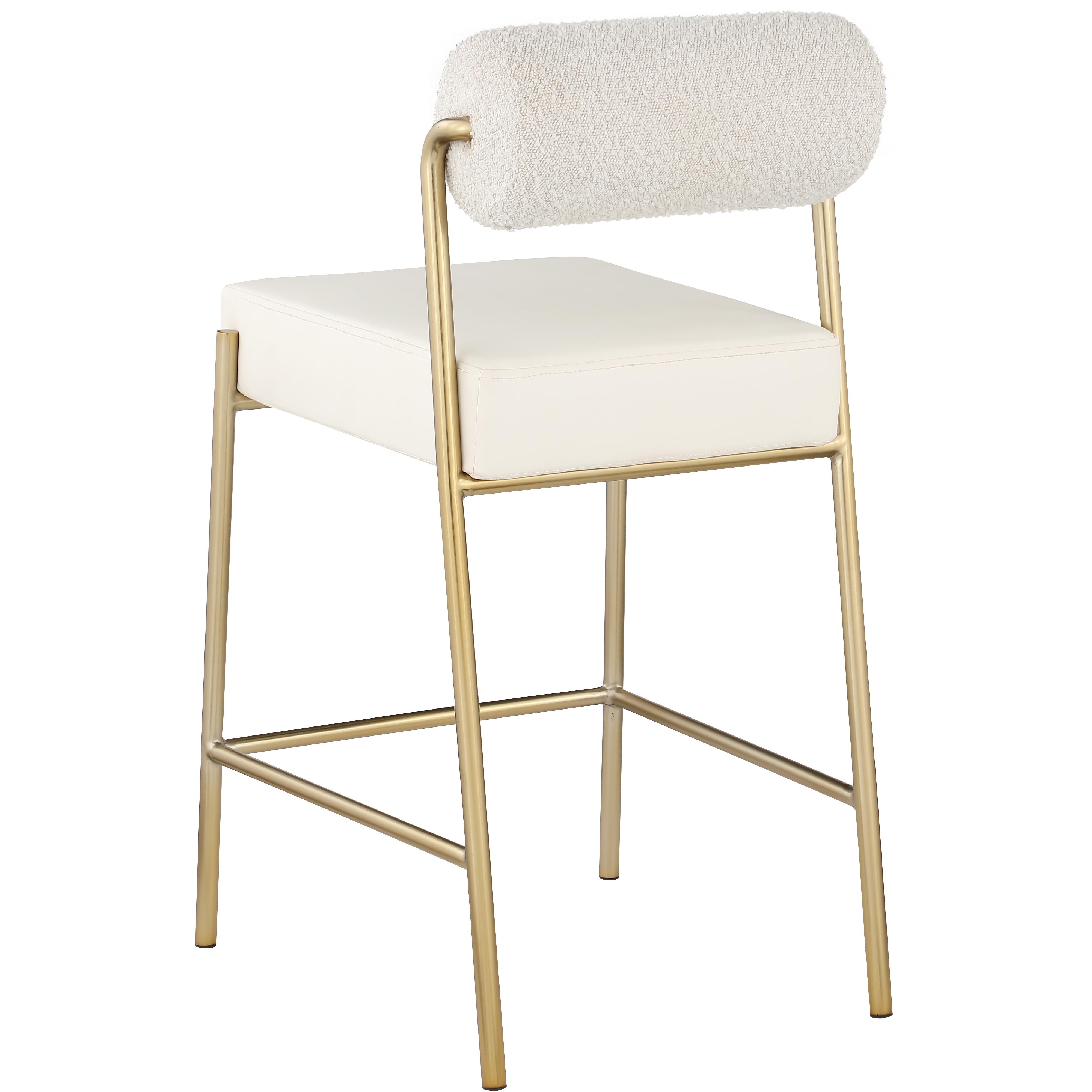 Meridian Carly Cream Vegan Leather Seat / Boucle Fabric Back Counter Stool