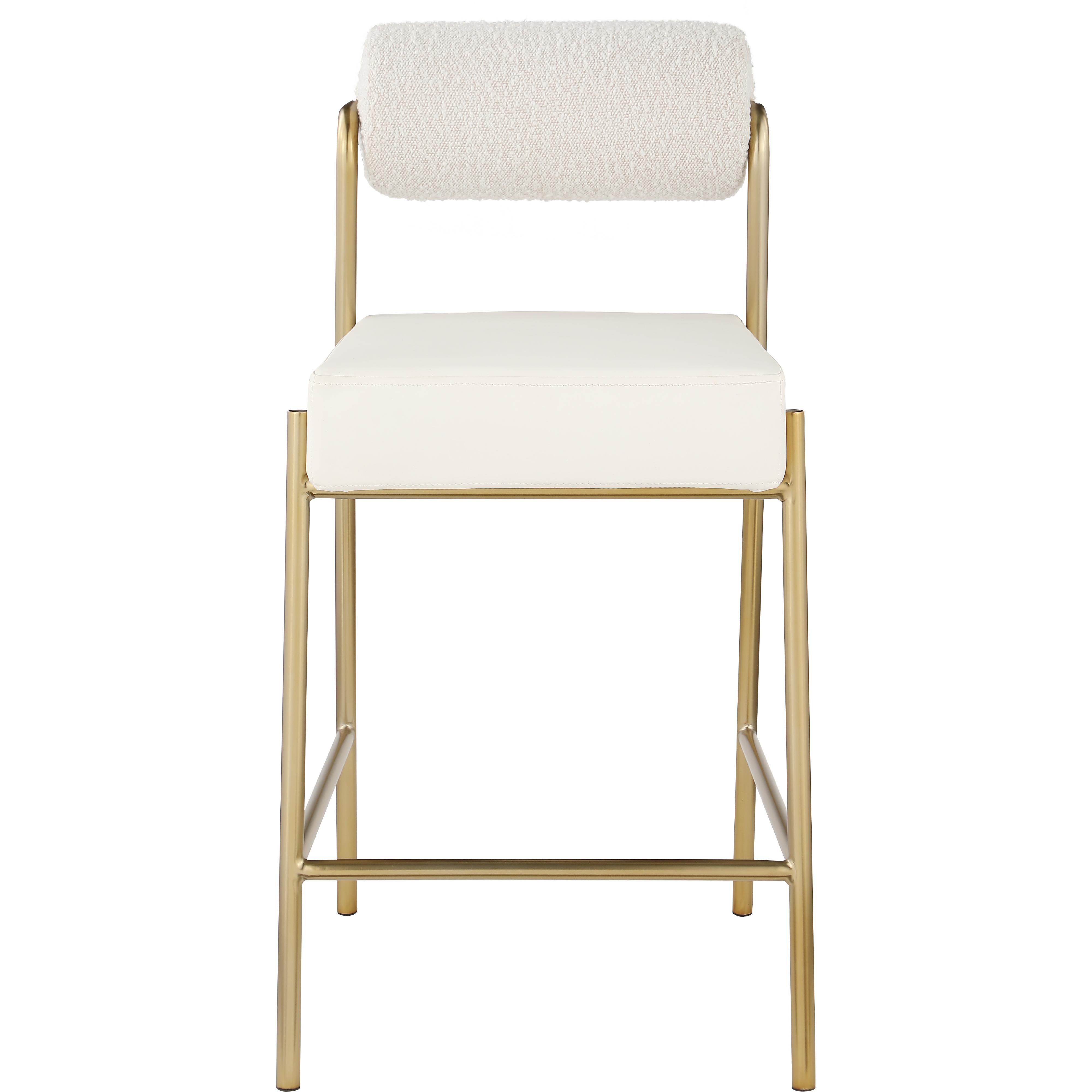 Meridian Carly Cream Vegan Leather Seat / Boucle Fabric Back Counter Stool