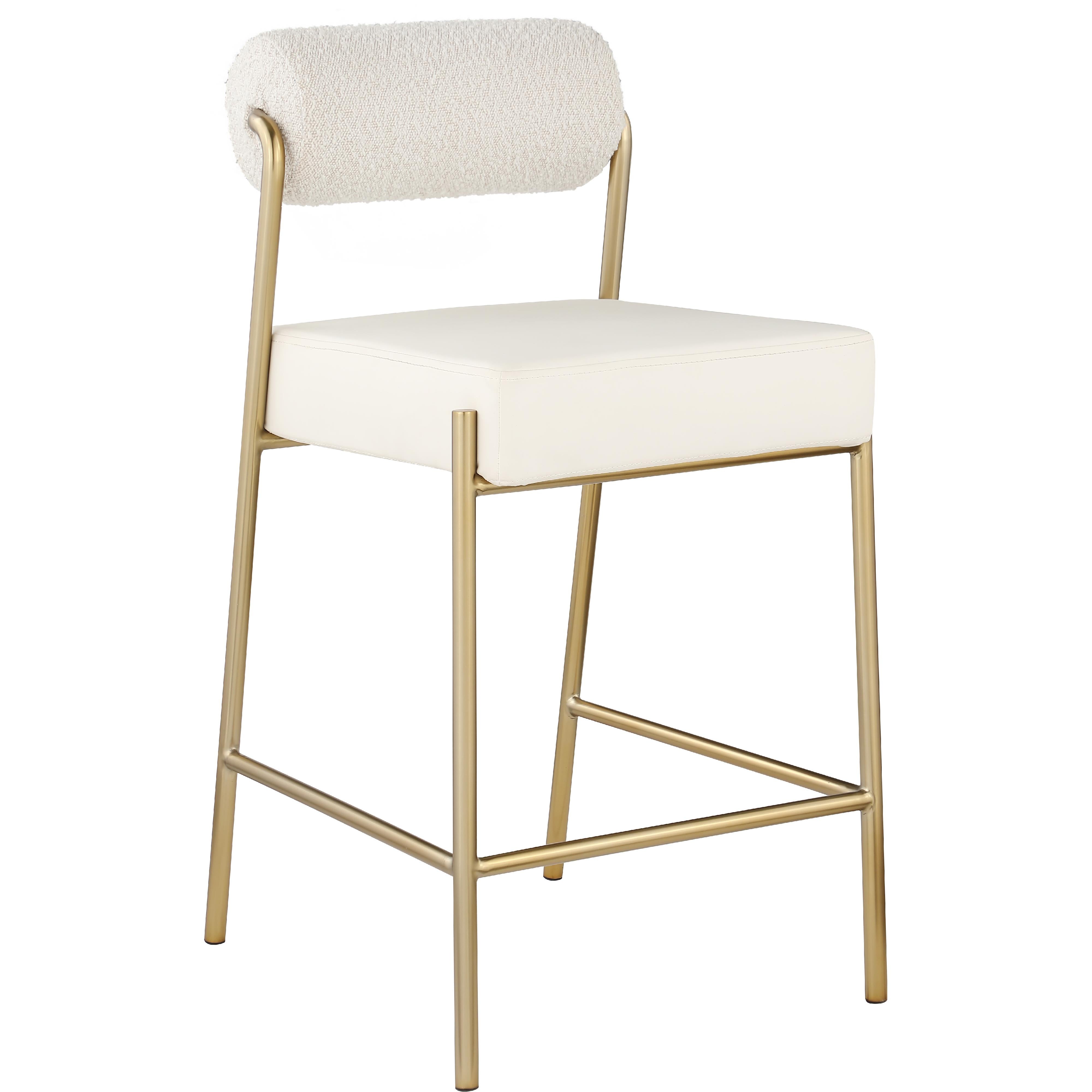 Meridian Carly Cream Vegan Leather Seat / Boucle Fabric Back Counter Stool