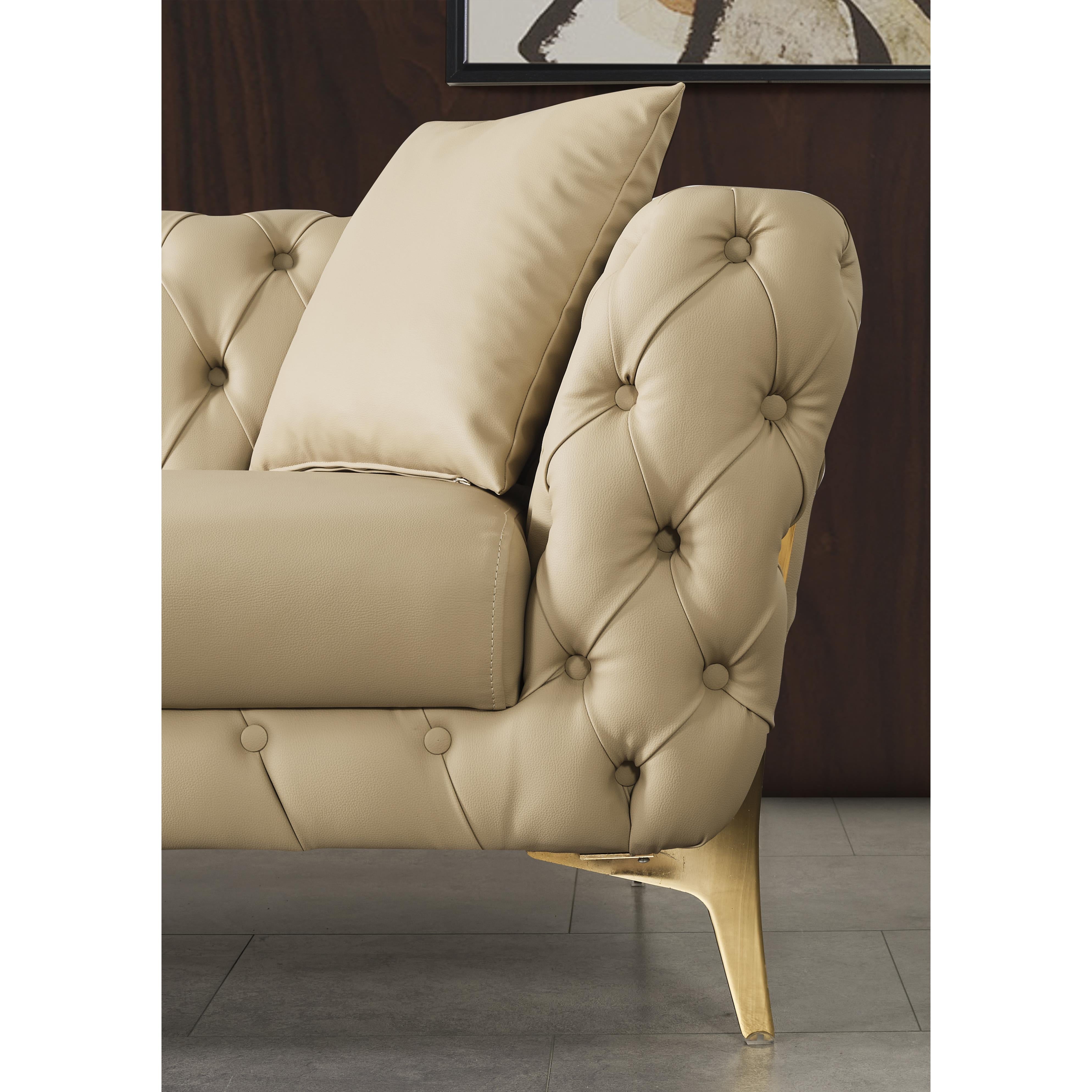 Meridian Aurora Beige Vegan Leather Chair