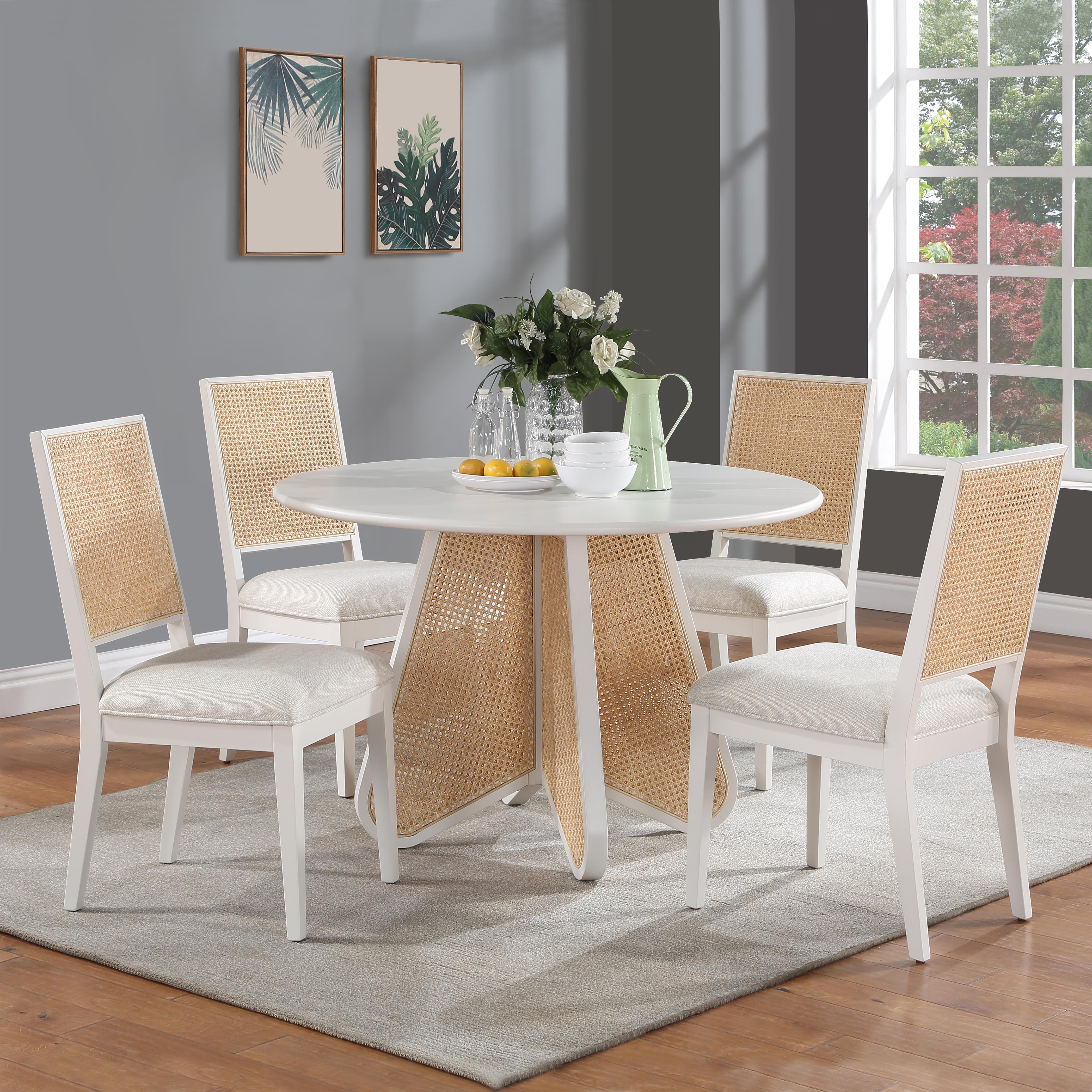 Meridian Butterfly Cream Linen Textured Fabric Dining Chair